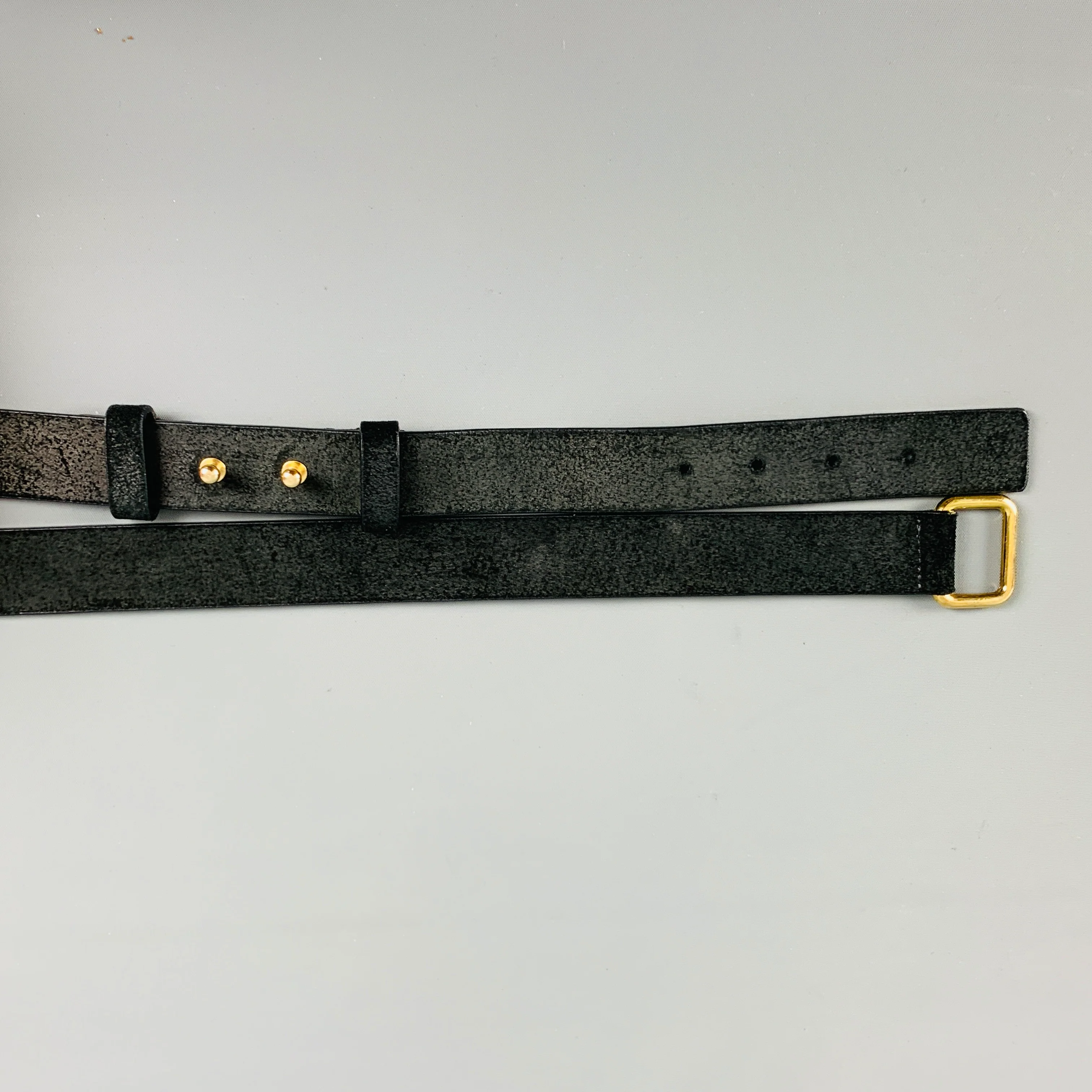 STREETS AHEAD Waist Size L Black Gold Suede Belt - Image 5