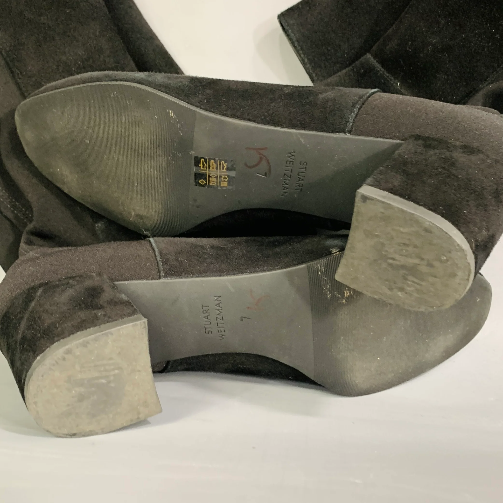 STUART WEITZMAN Size 7.5 Black Suede Pull On Boots - Image 5