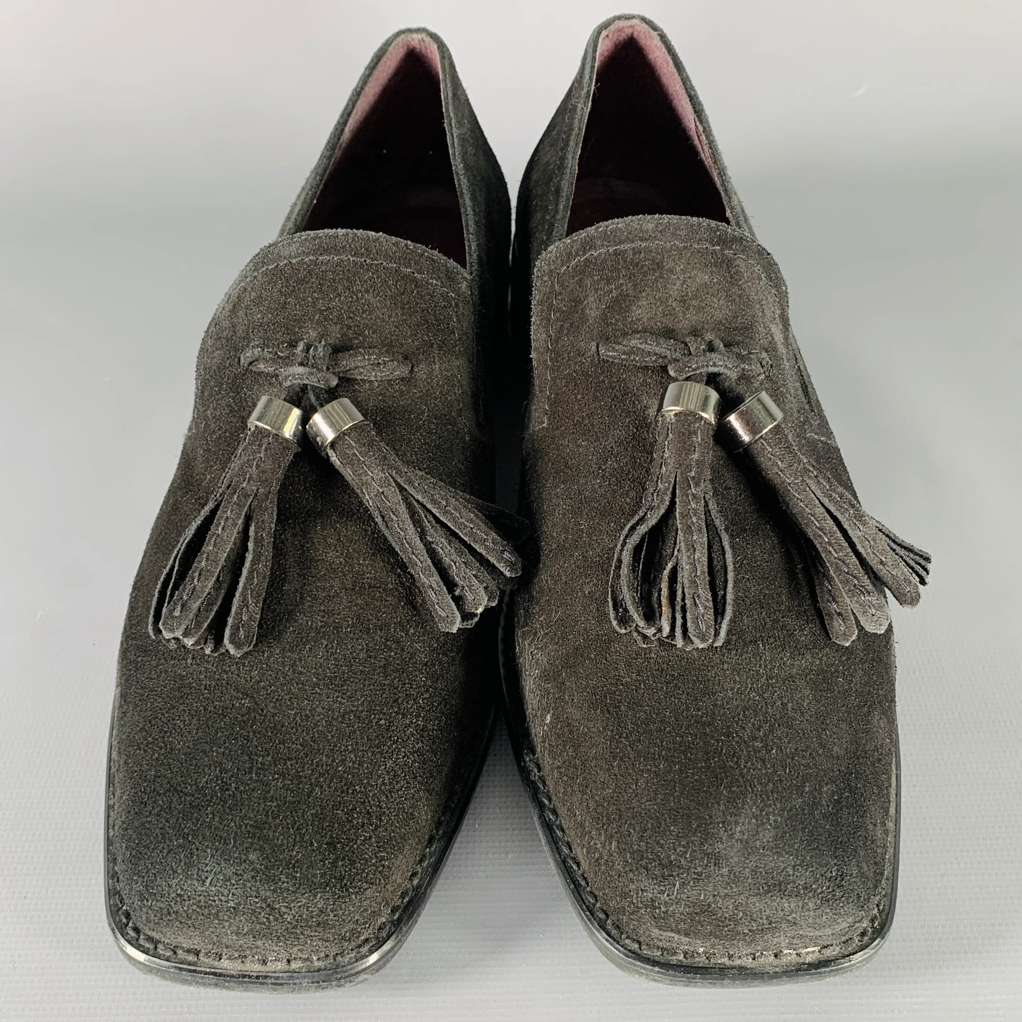 STUART WEITZMAN Size 8.5 Black Suede Tassels Loafer Pumps - Image 4