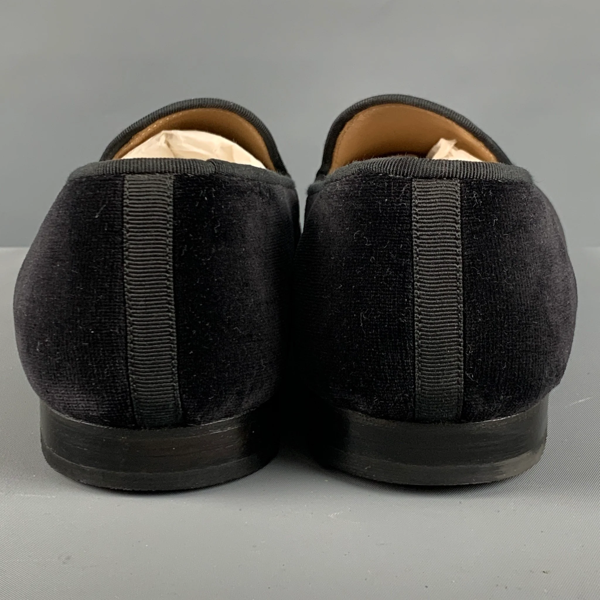 STUBBS & WOOTTON Size 10.5 Black Velvet Loafers - Image 3
