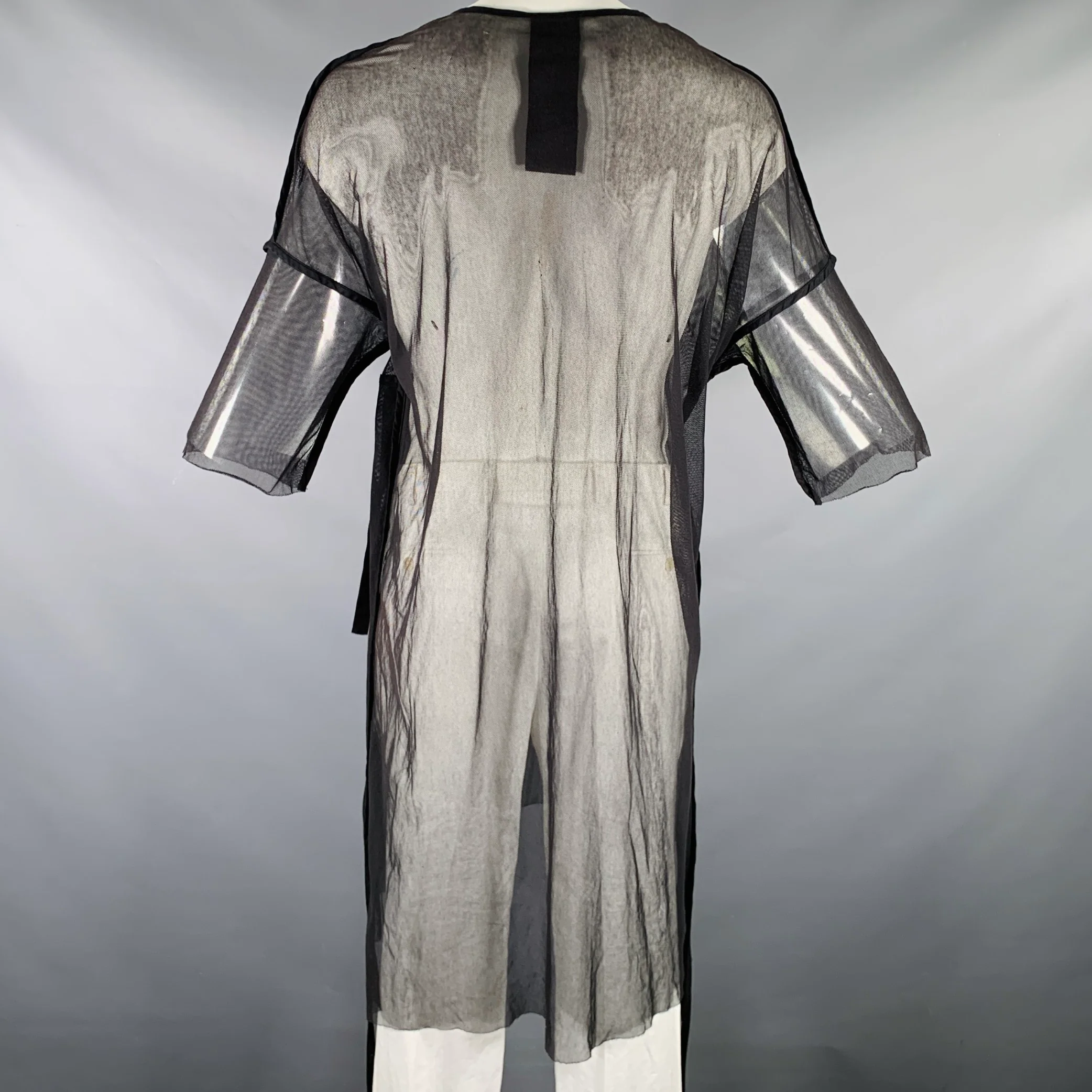 STUDIO B3 Size L Black Mesh Cotton Long T-shirt - Image 3