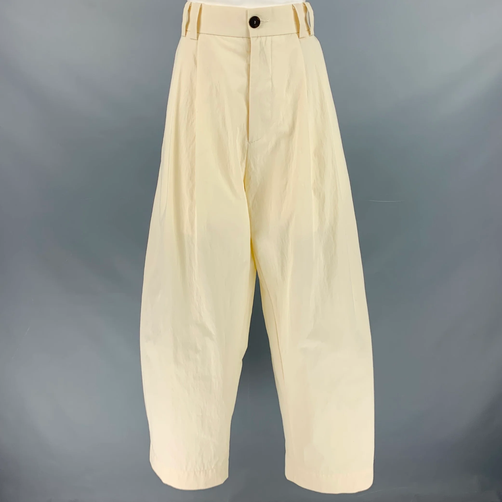 STUDIO NICHOLSON Size S Cream Cotton Blend Pleated Dress Pants