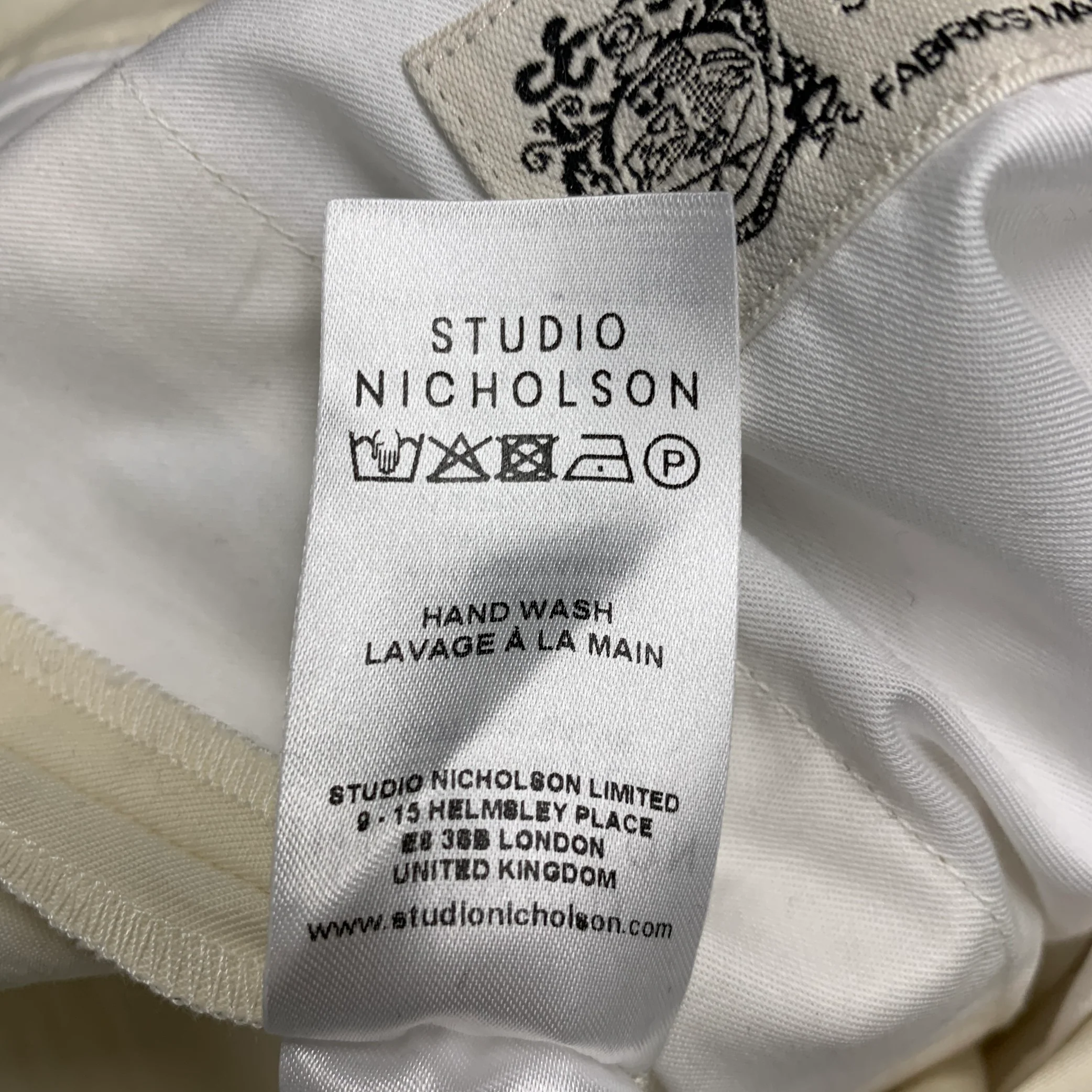 STUDIO NICHOLSON Size S Cream Cotton Blend Pleated Dress Pants - Image 6
