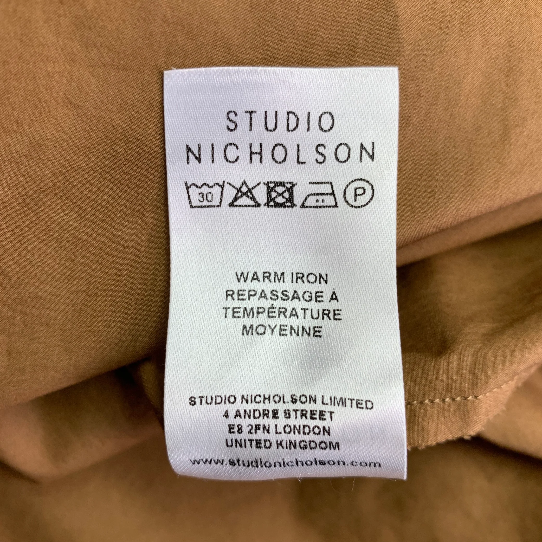 STUDIO NICHOLSON Size XL Eurus Tan Cotton Two Pockets Short Sleeve Shirt - Image 7