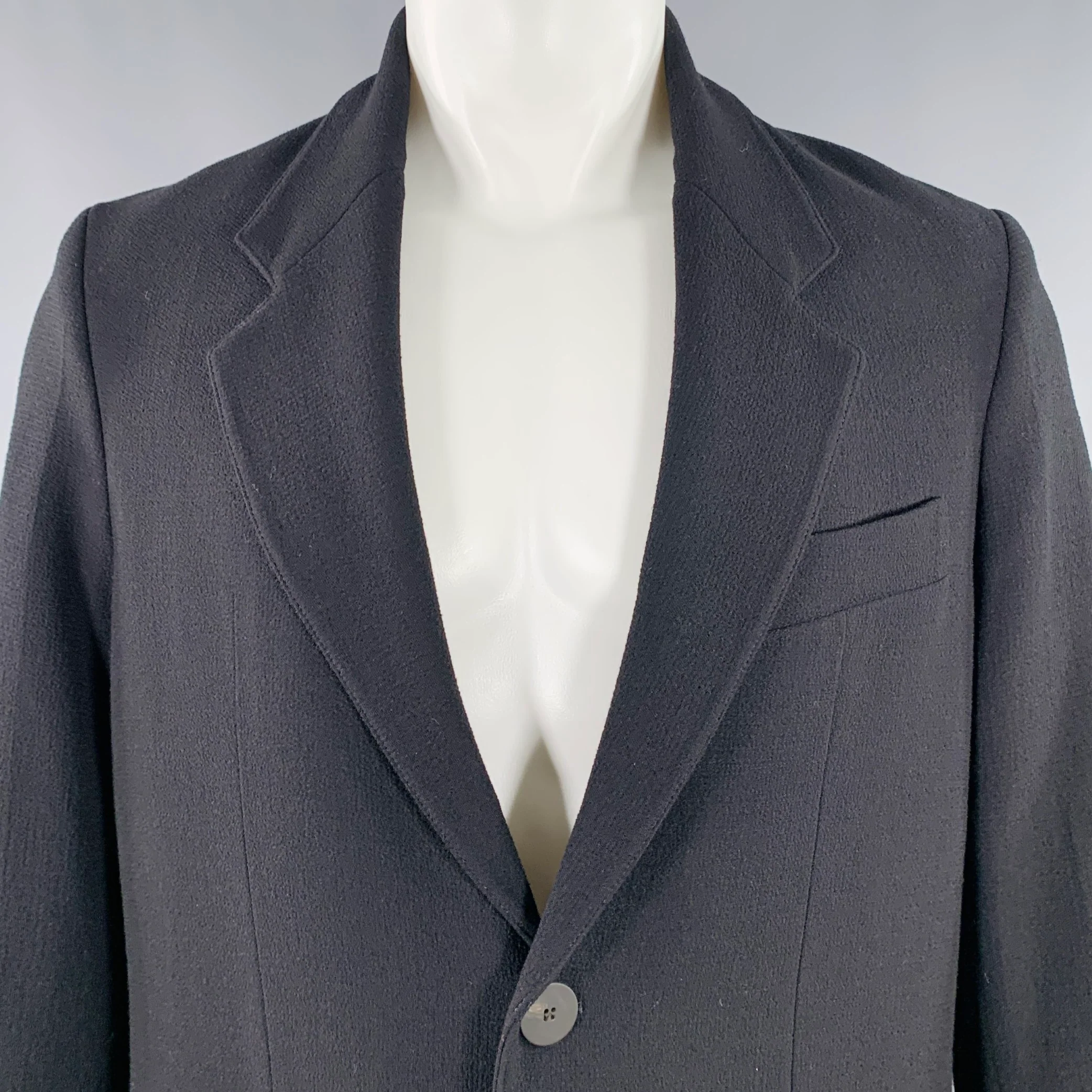 STUDIO NICHOLSON Size XS Mizumi Black Crepe Virgin Wool Blend Oversized Jacket - Image 2