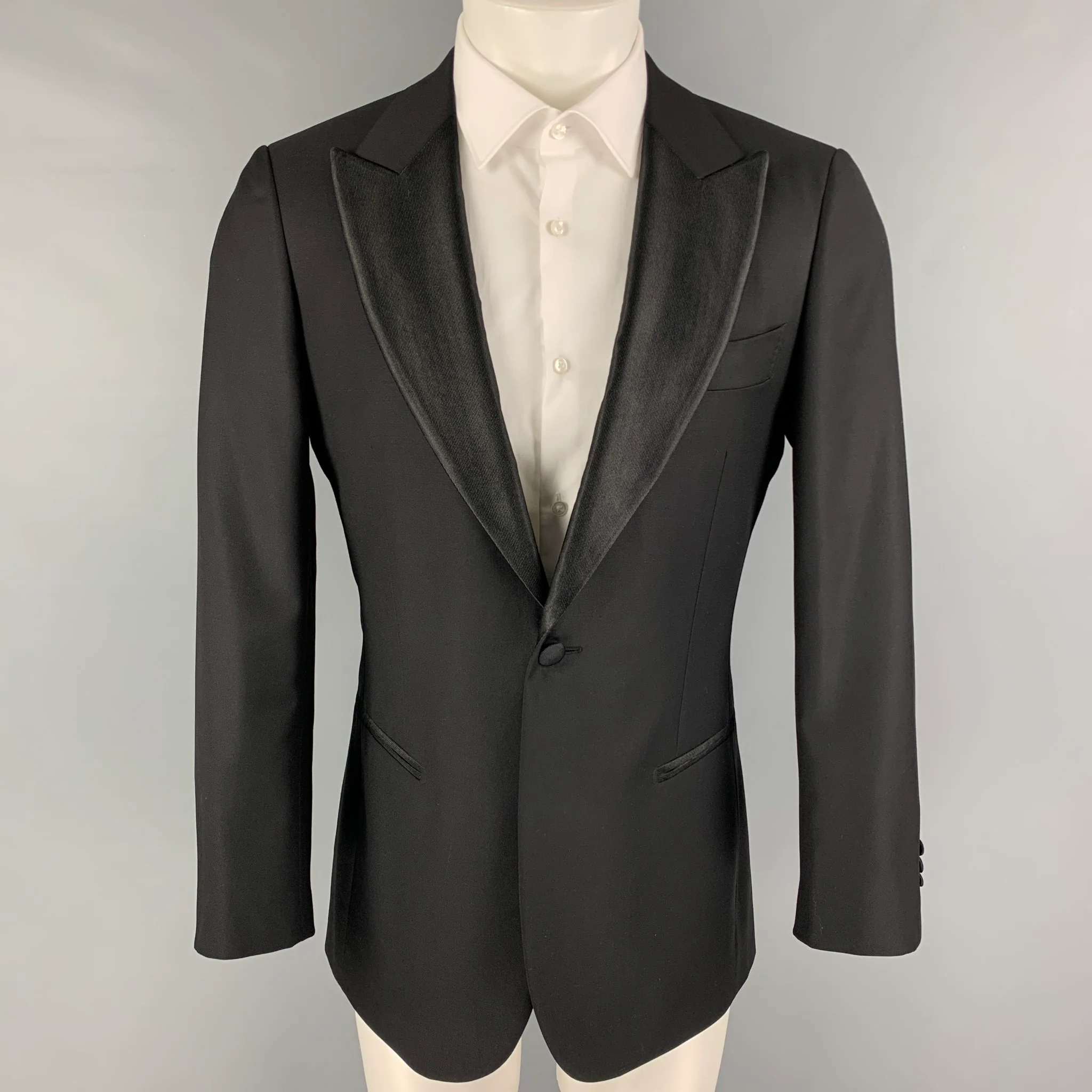 SUIT SUPPLY Size 38 Black Wool Tuxedo Sport Coat