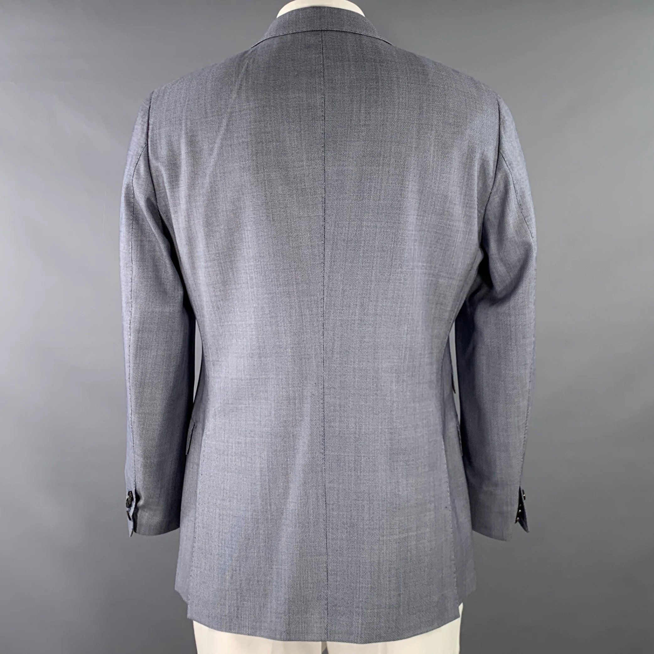 SUIT SUPPLY Size 44 Navy White Dots Wool Single Breasted Sport Coat - Image 4