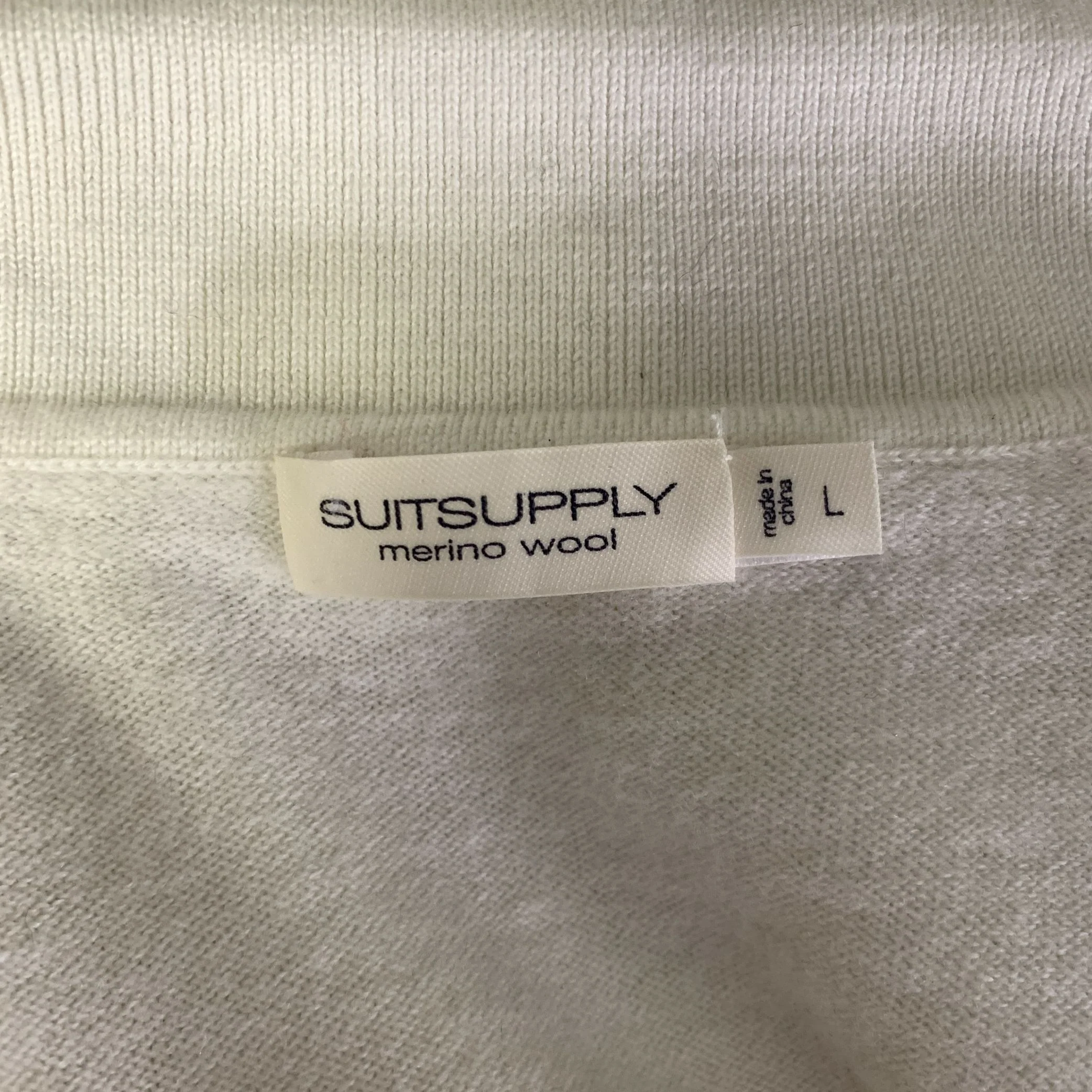 SUIT SUPPLY Size L White Cream Knit Wool Button Up Cardigan - Image 4