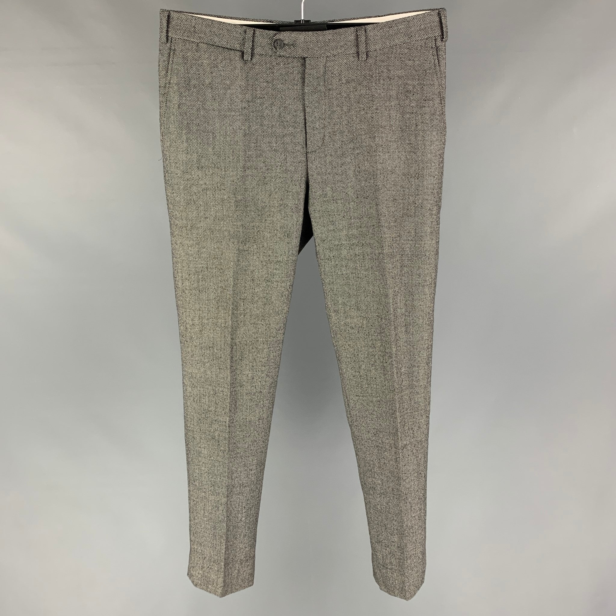 SUITSUPPLY Size 32 Black White Nailhead Wool Zip Fly Dress Pants