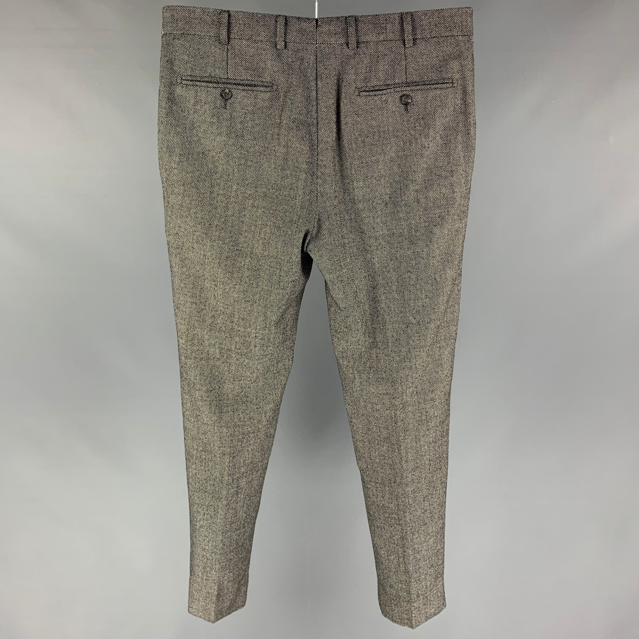 SUITSUPPLY Size 32 Black White Nailhead Wool Zip Fly Dress Pants - Image 3