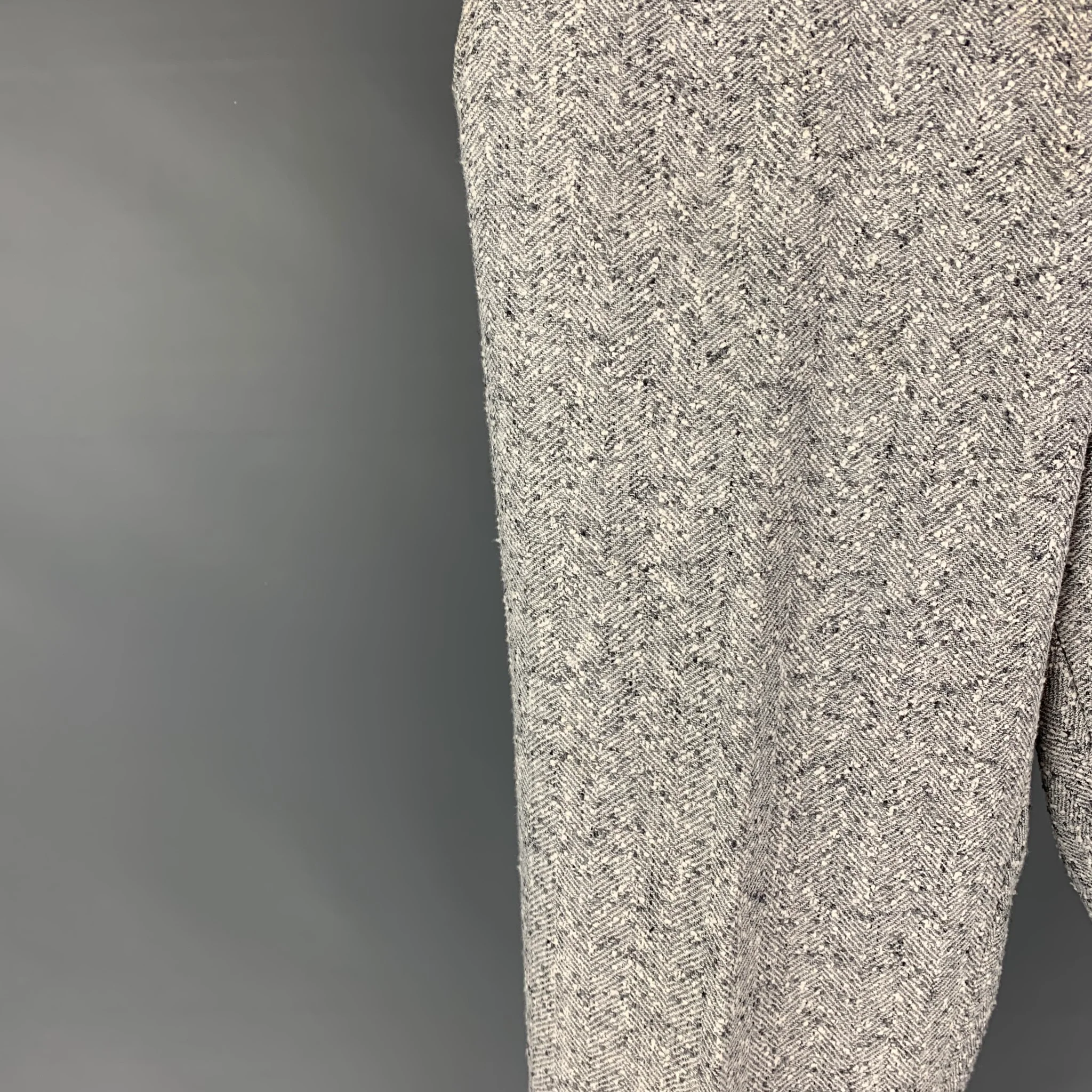 SUITSUPPLY Size 32 Grey Textured Linen Polyester Zip Fly Dress Pants - Image 2