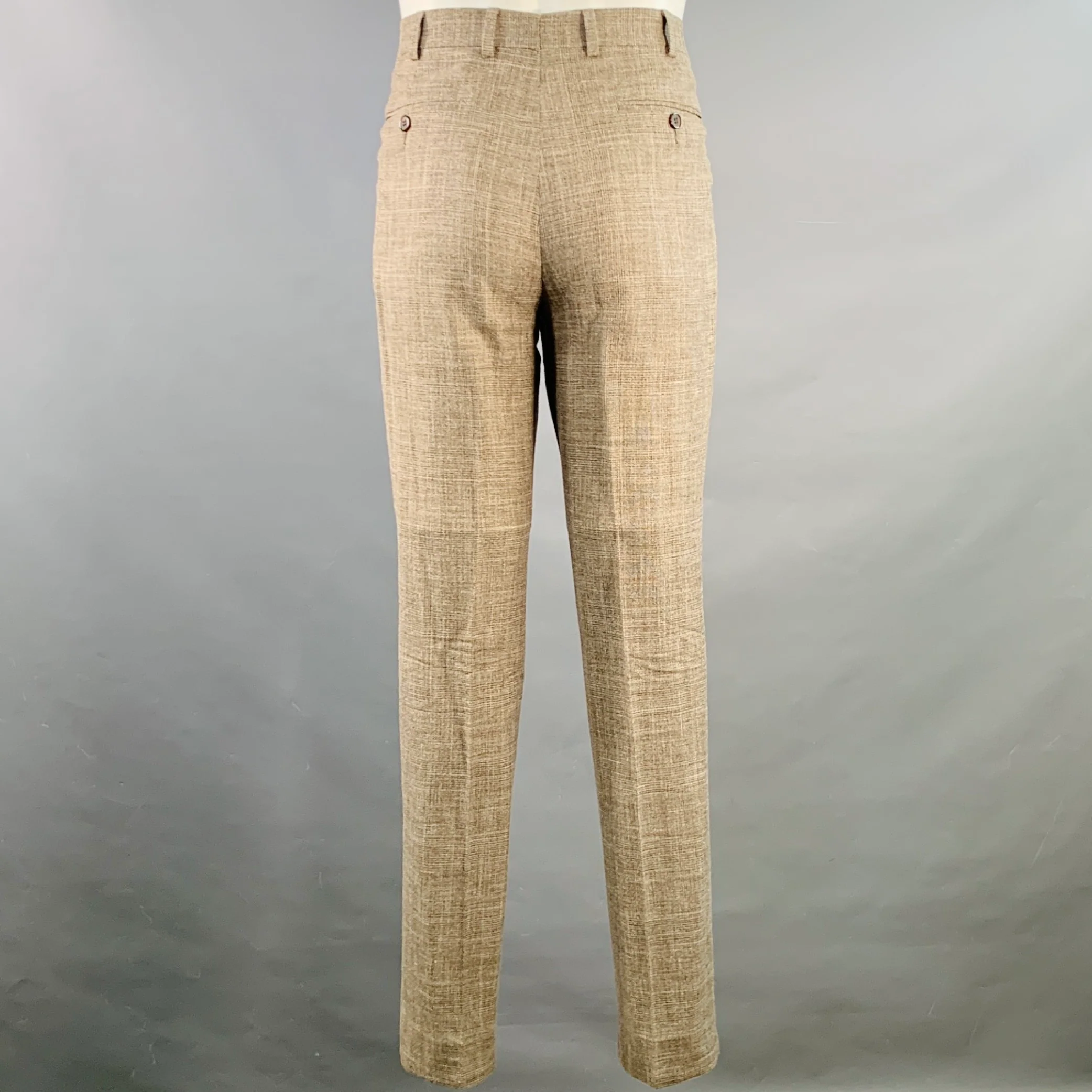 SUITSUPPLY Size 36 Brown Melange Wool Silk Linen Notch Lapel Suit - Image 5