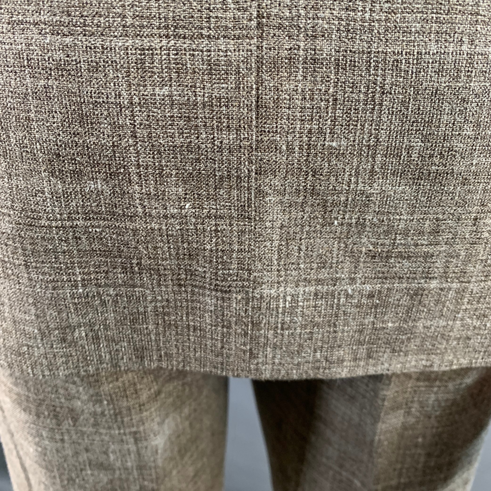 SUITSUPPLY Size 36 Brown Melange Wool Silk Linen Notch Lapel Suit - Image 8