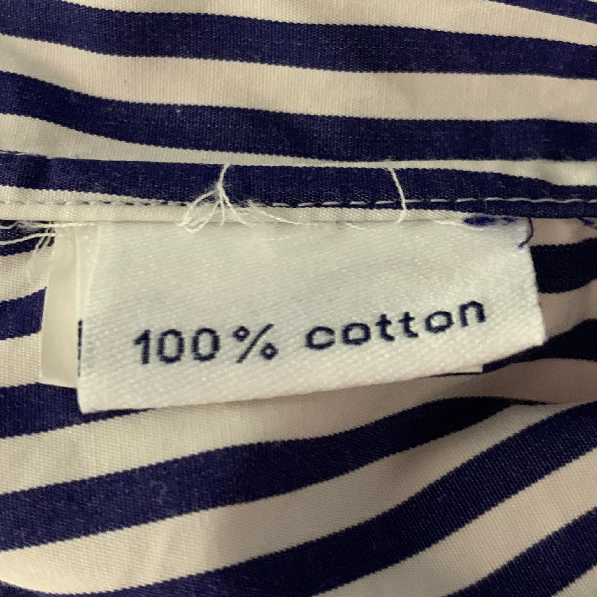 SUITSUPPLY Size M Navy White Stripe Cotton Spread Collar Long Sleeve Shirt - Image 7