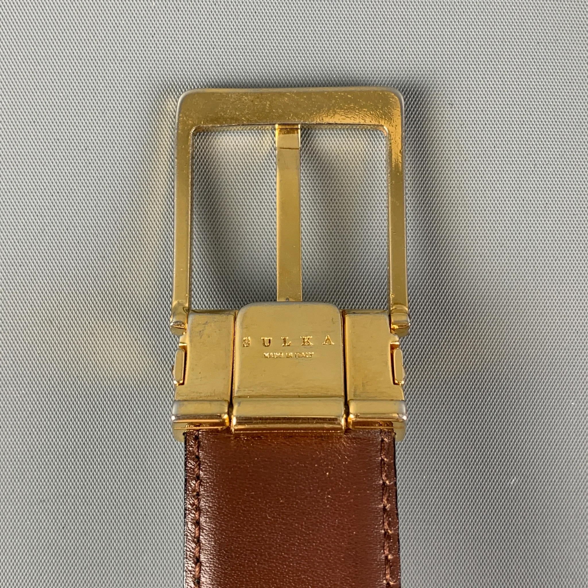 SULKA Size 34 Brown Leather Belt - Image 7