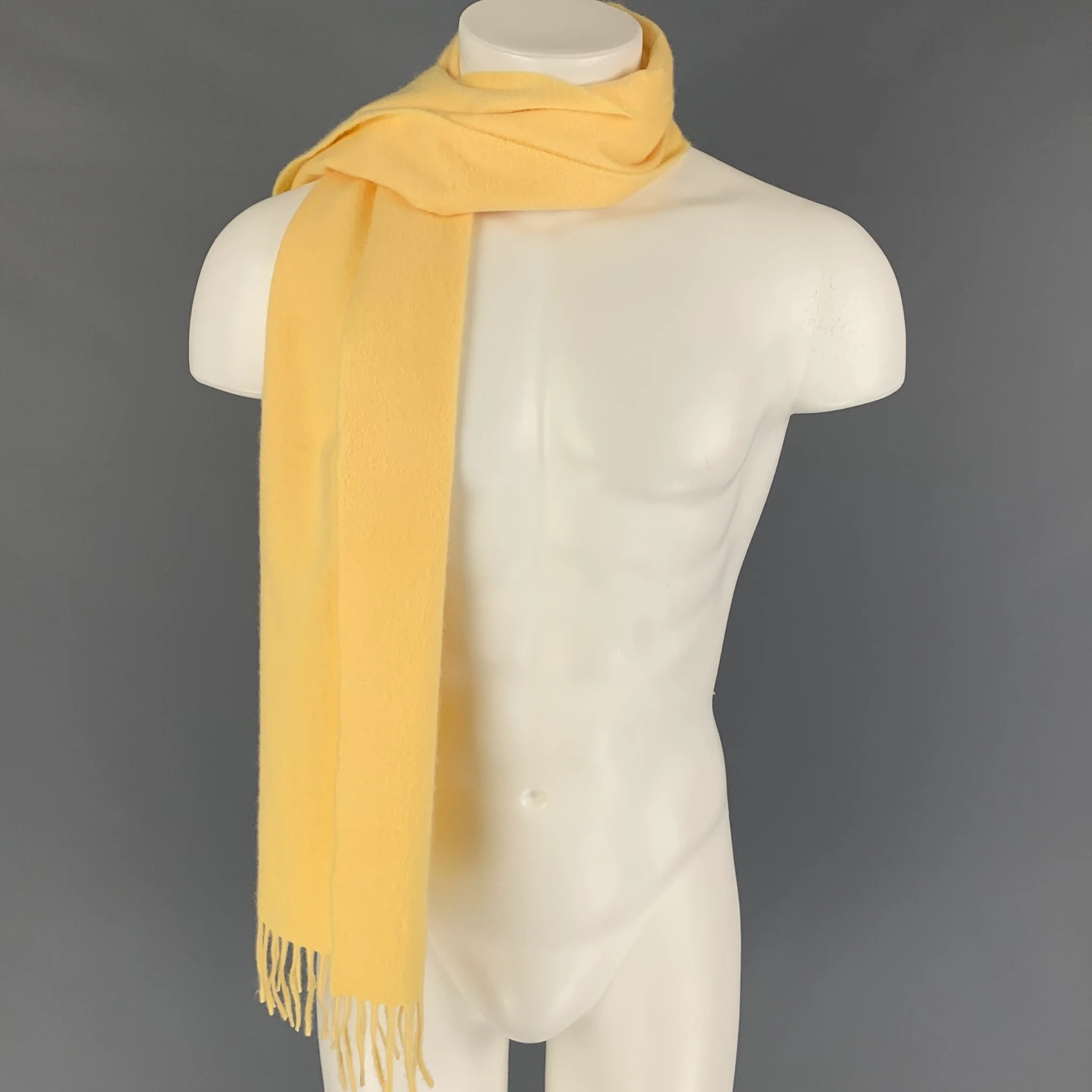 SULKA Yellow Cashmere Fringe Scarf - Image 2