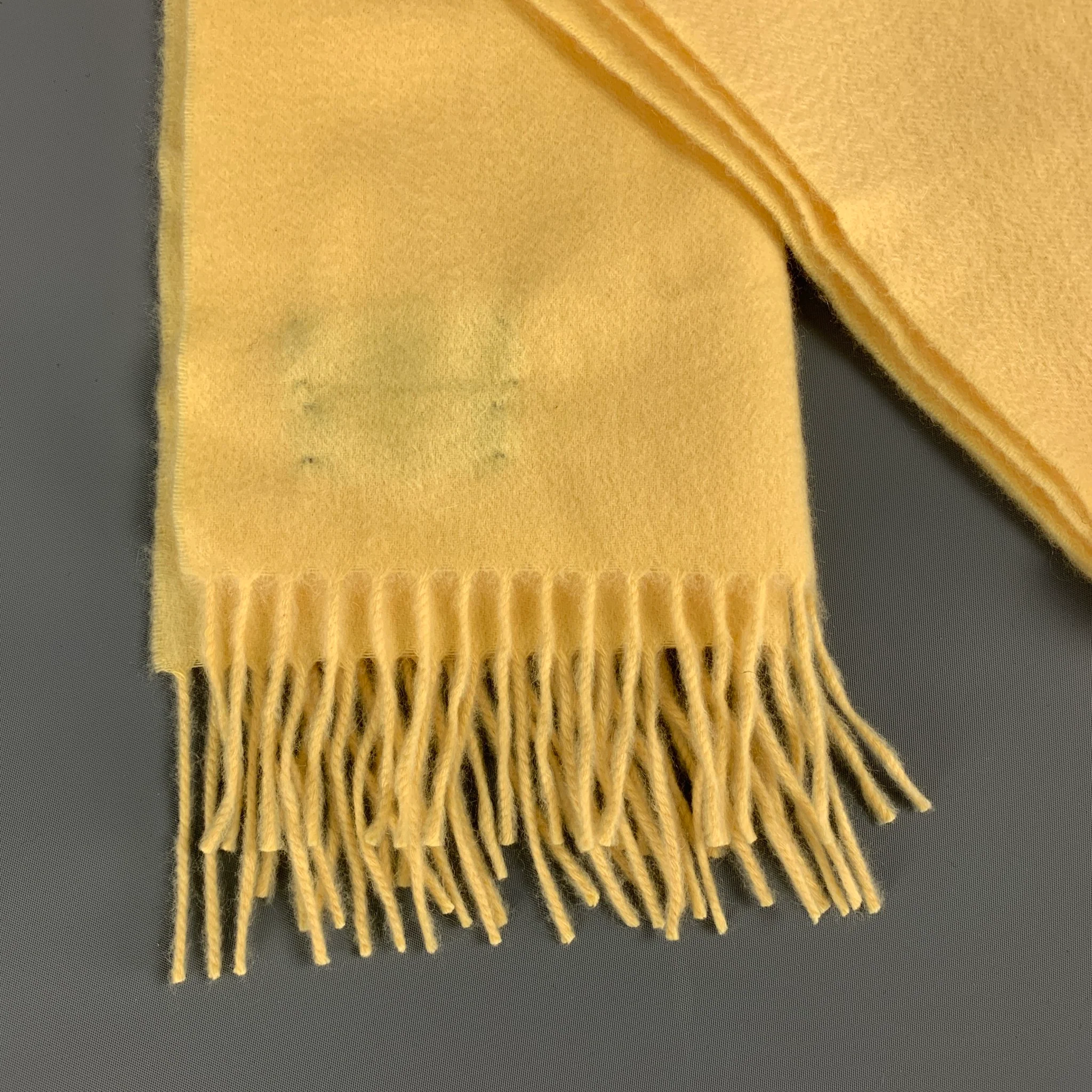 SULKA Yellow Cashmere Fringe Scarf - Image 3