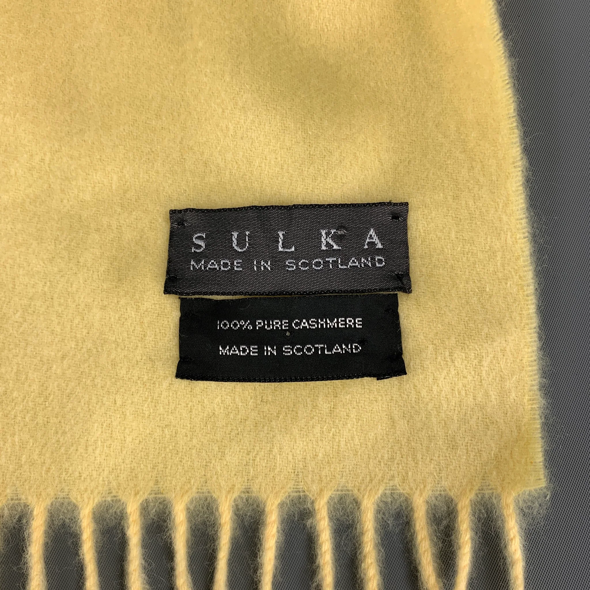 SULKA Yellow Cashmere Fringe Scarf - Image 4