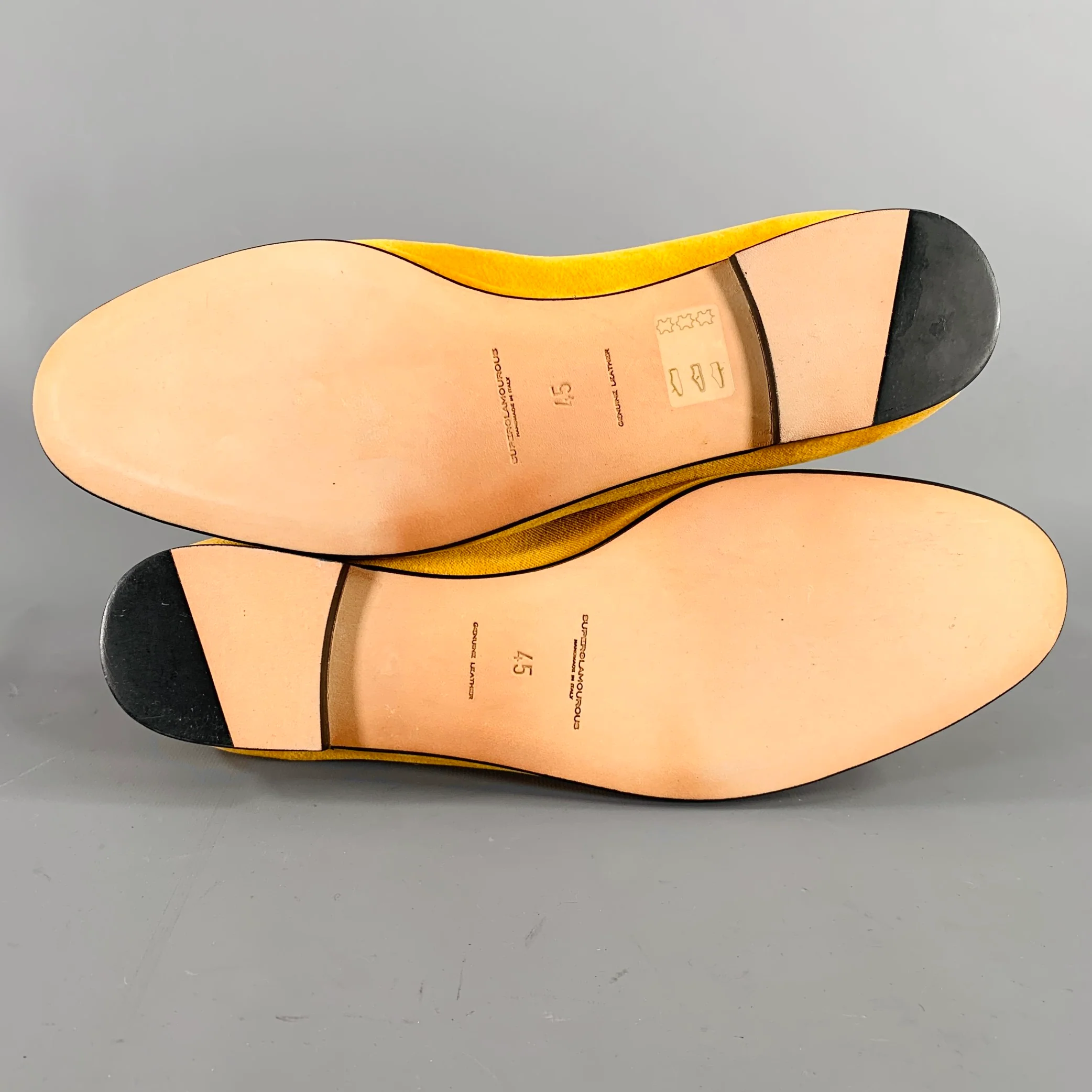 SUPERGLAMOUROUS Size 12 -Louis- Mustard Yellow Velvet Slip On Loafers - Image 6