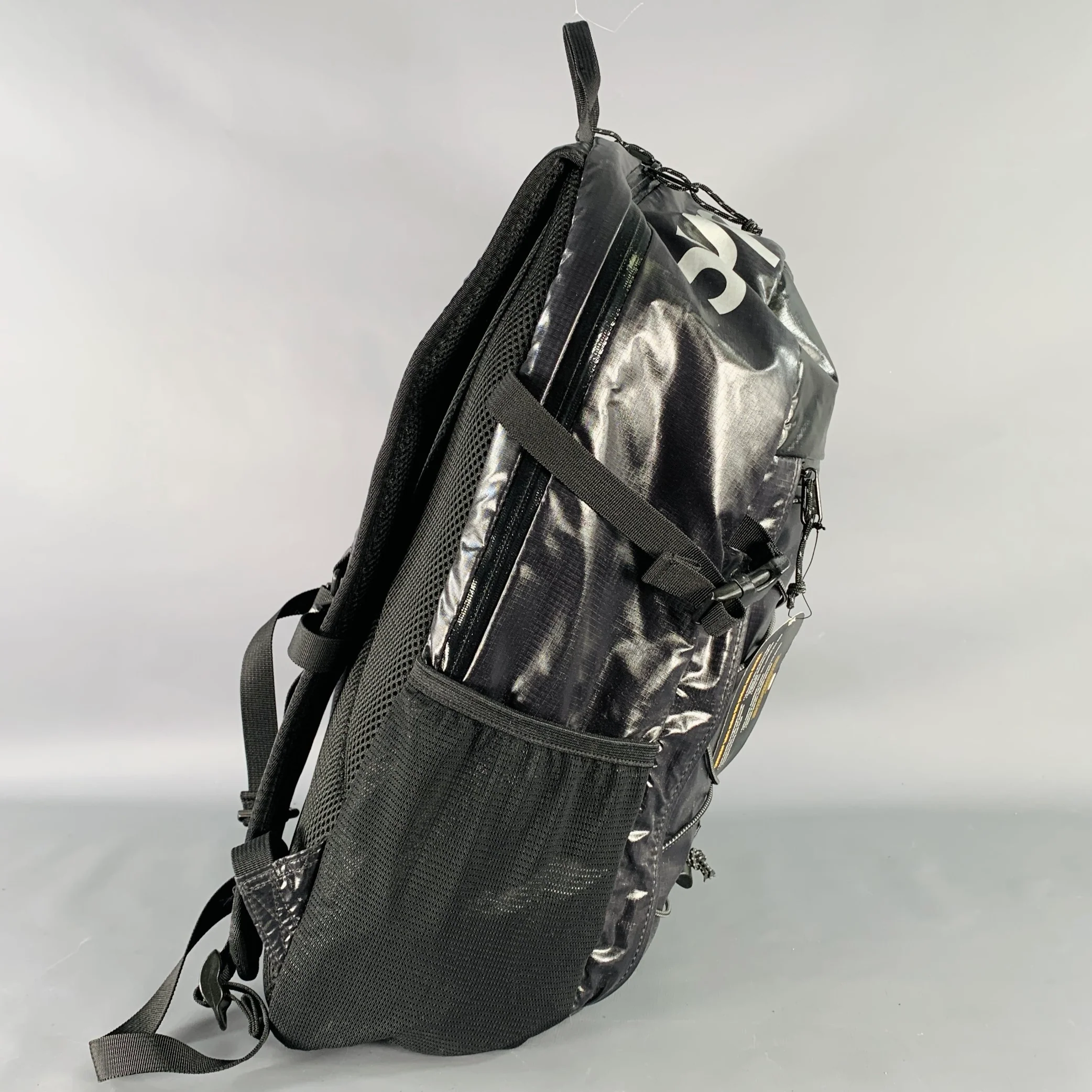 SUPREME FW17 Black White Logo Synthetic Backpack - Image 3