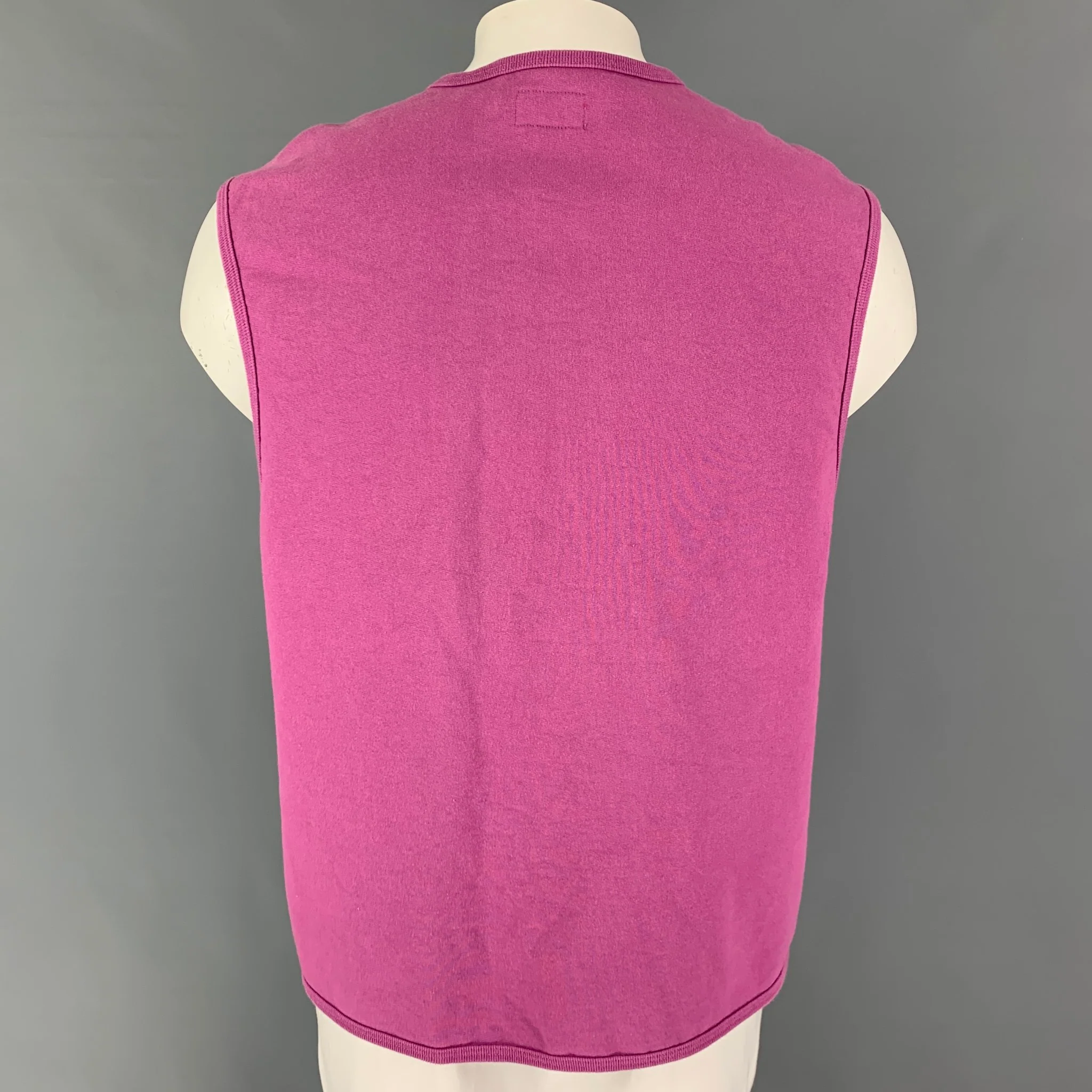 SUPREME Size M Pink Cotton Zip Up Vest - Image 3