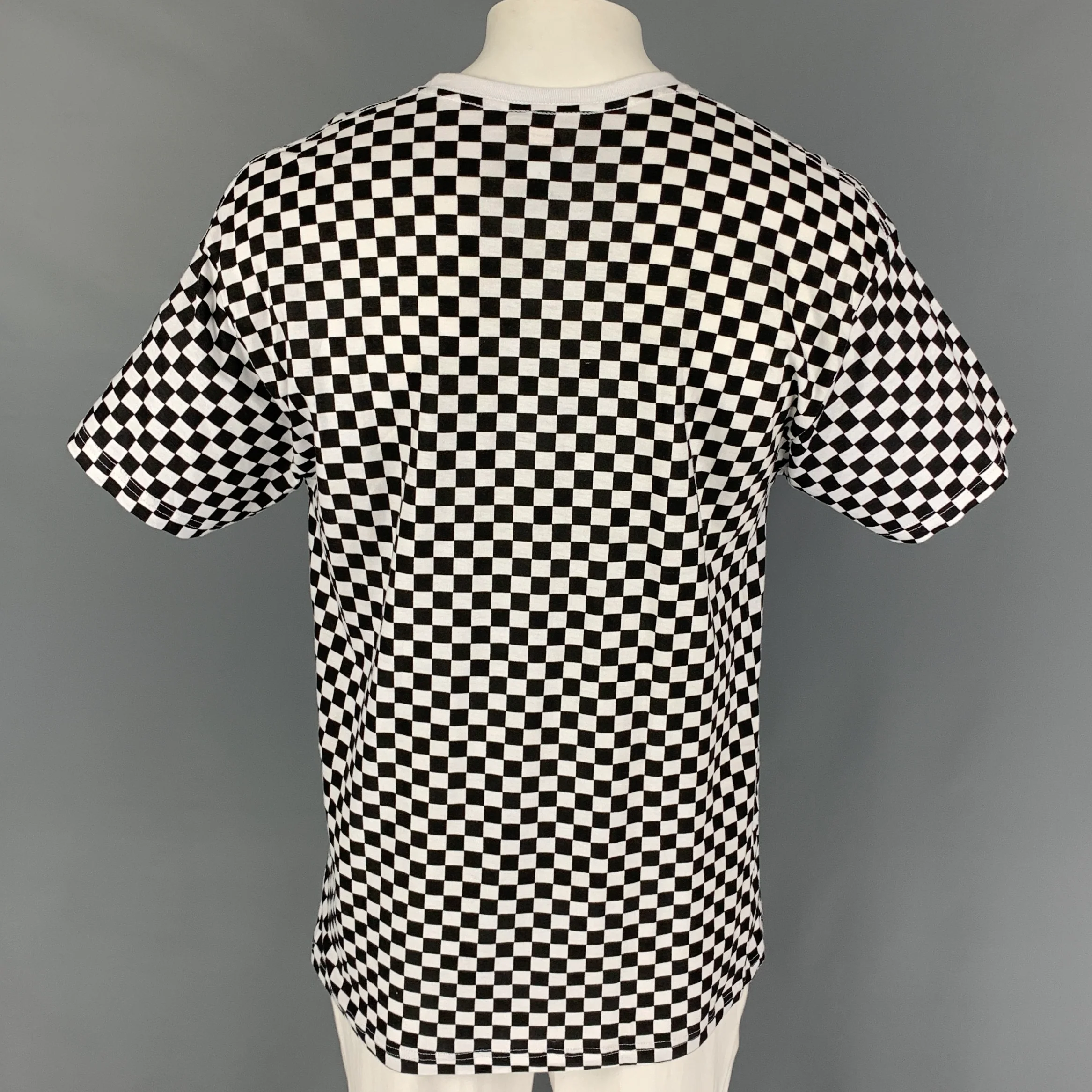 SUPREME x HANES Size L Black White Checkered Cotton T-shirt - Image 4