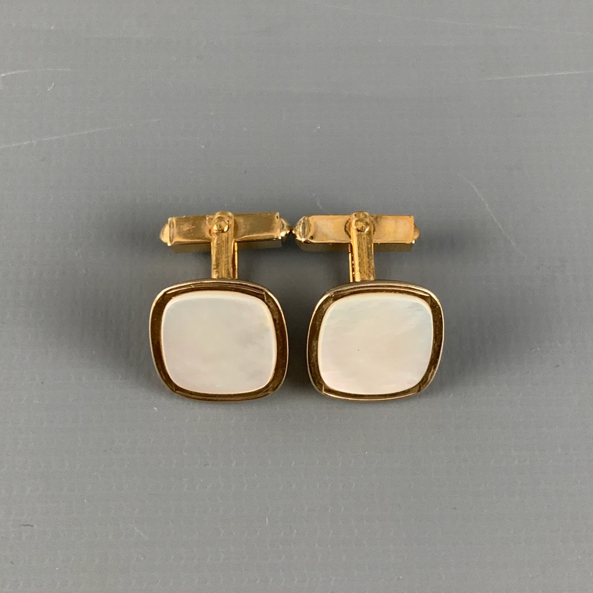 SWANK Gold Mother of Pearl Cuff Links
