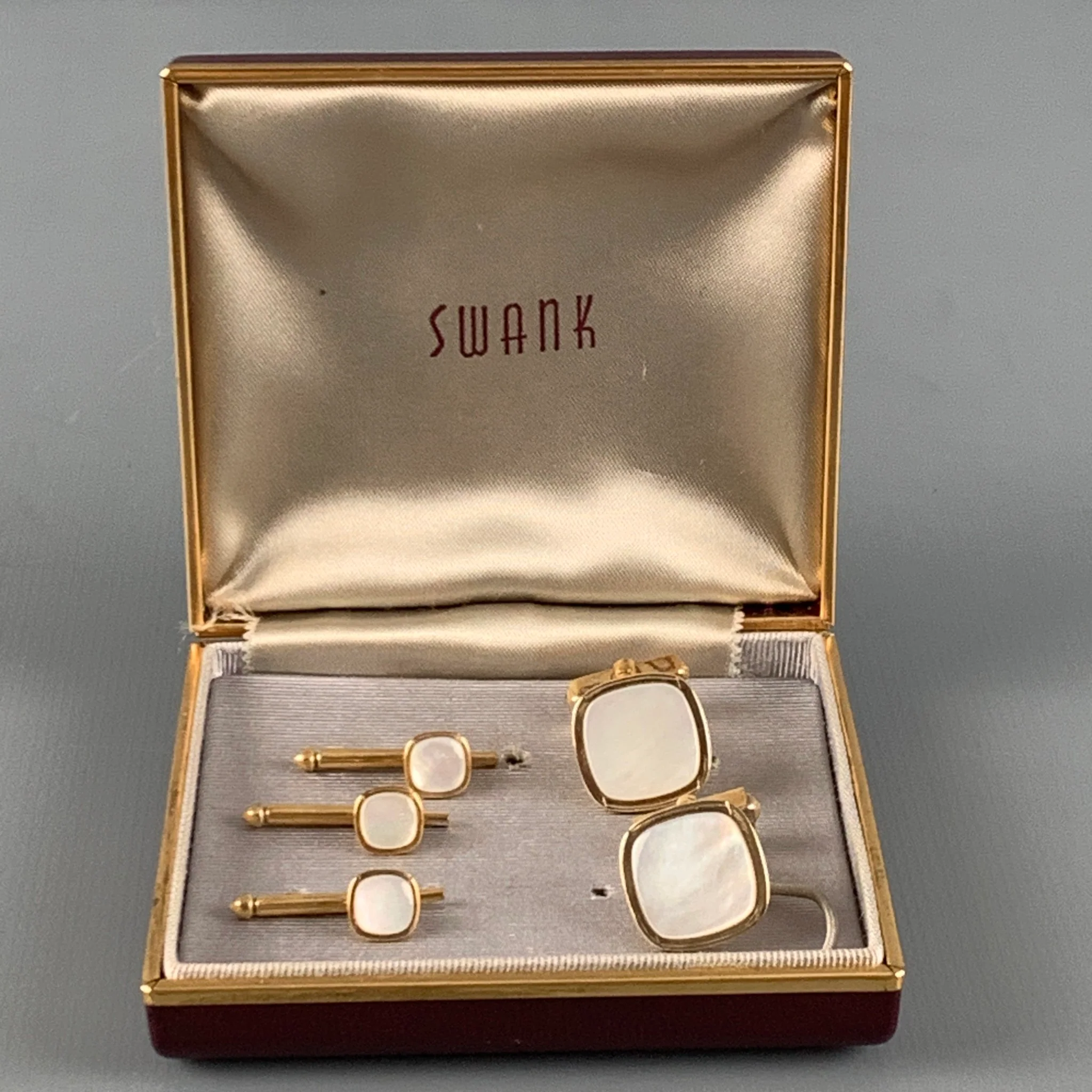 SWANK Gold Mother of Pearl Cuff Links - Image 5