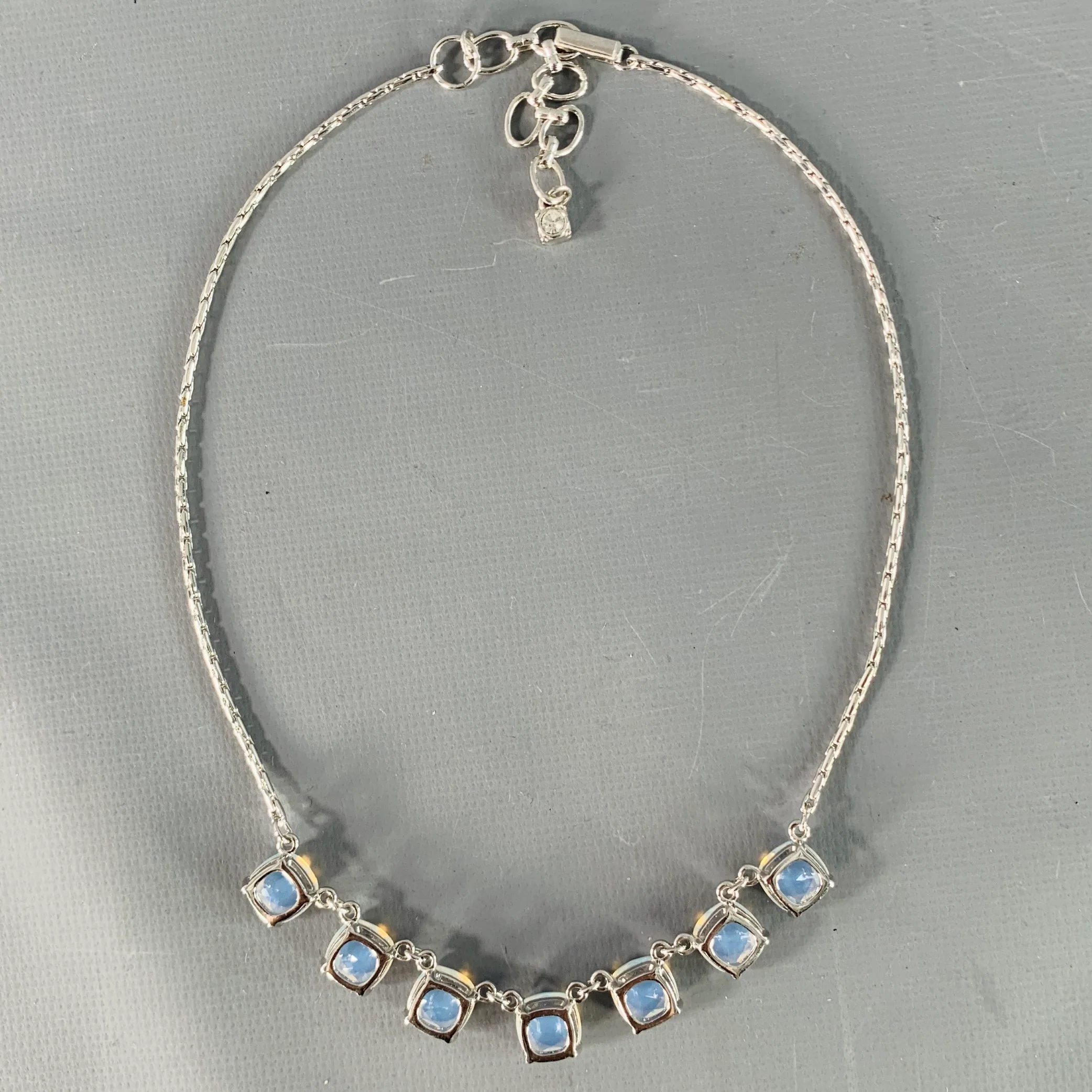 SWAROVSKI Silver Blue Crystal Metal Chain Necklace - Image 4