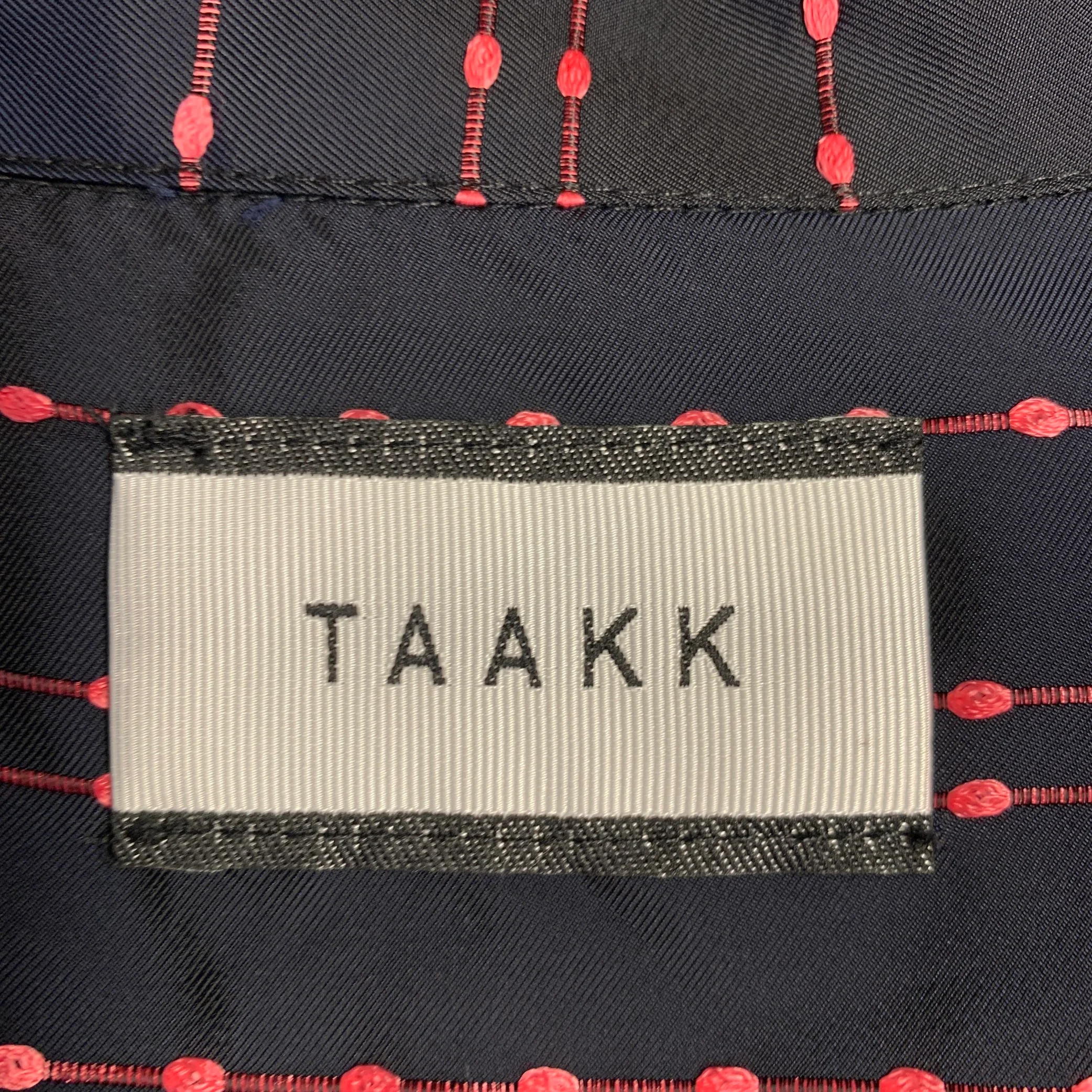 TAAKK Size L Black Pink Embroidery Cupro One Pocket Short Sleeve Shirt - Image 5