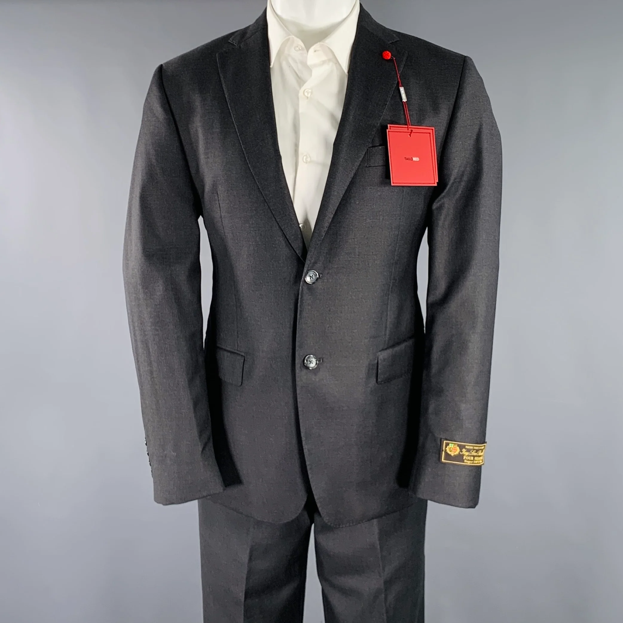 TAILO RED Size 40 Grey Wool Single Breasted Suit