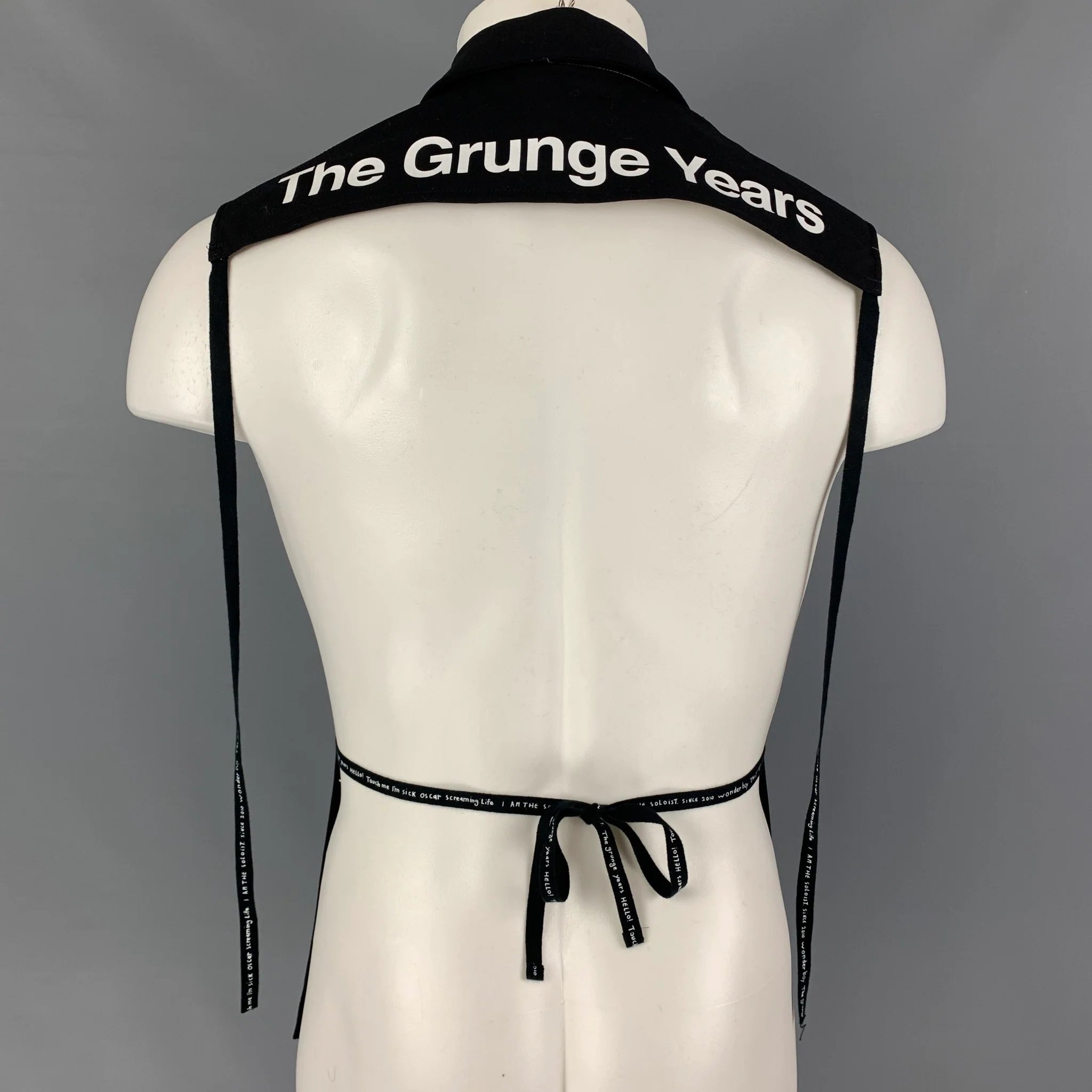 TAKAHIROMOIYASHITA Size 36 Black & White Logo Cotton Open Back Vest - Image 3