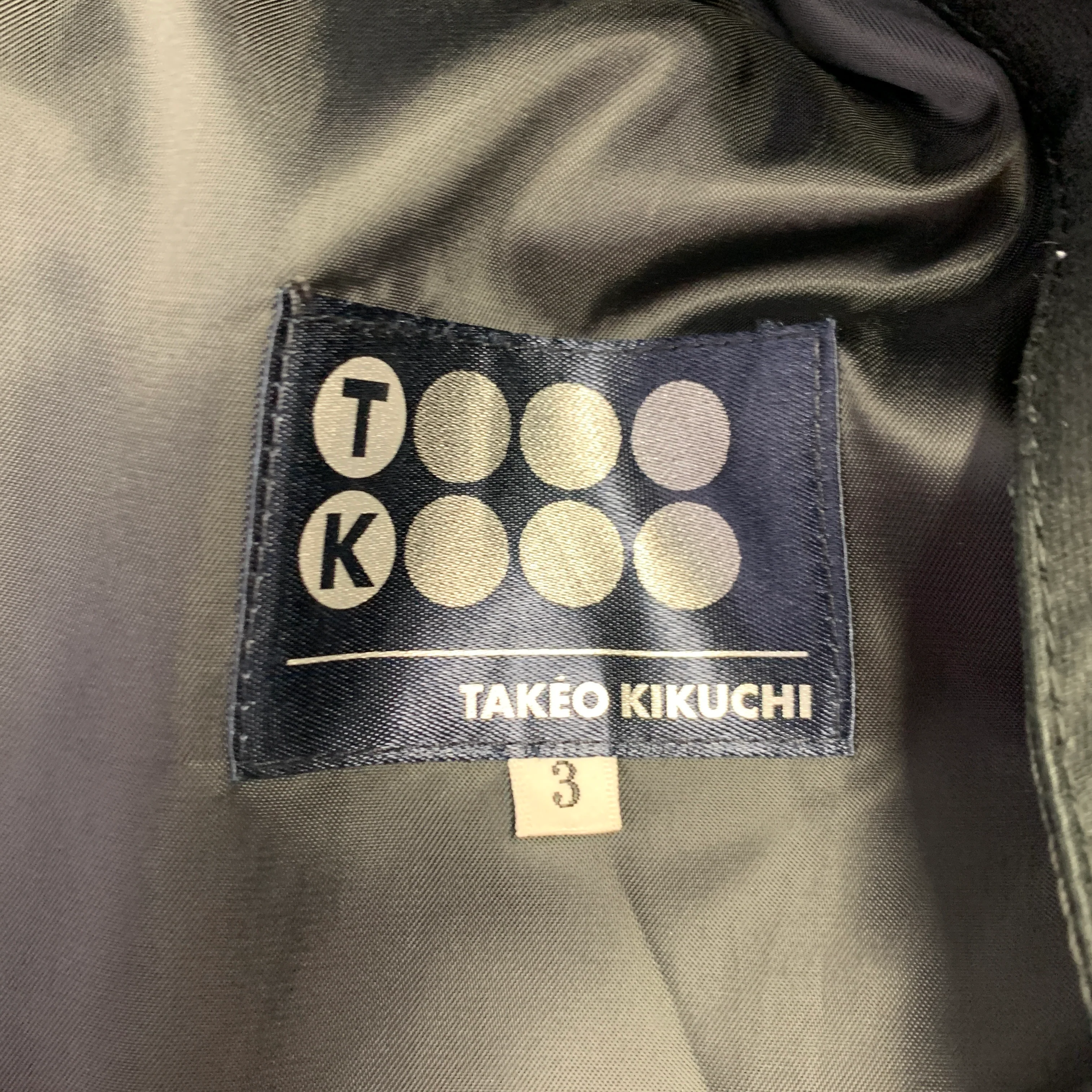 TAKEO KIKUCHI Size L Black Cotton Zip Up Coat - Image 8