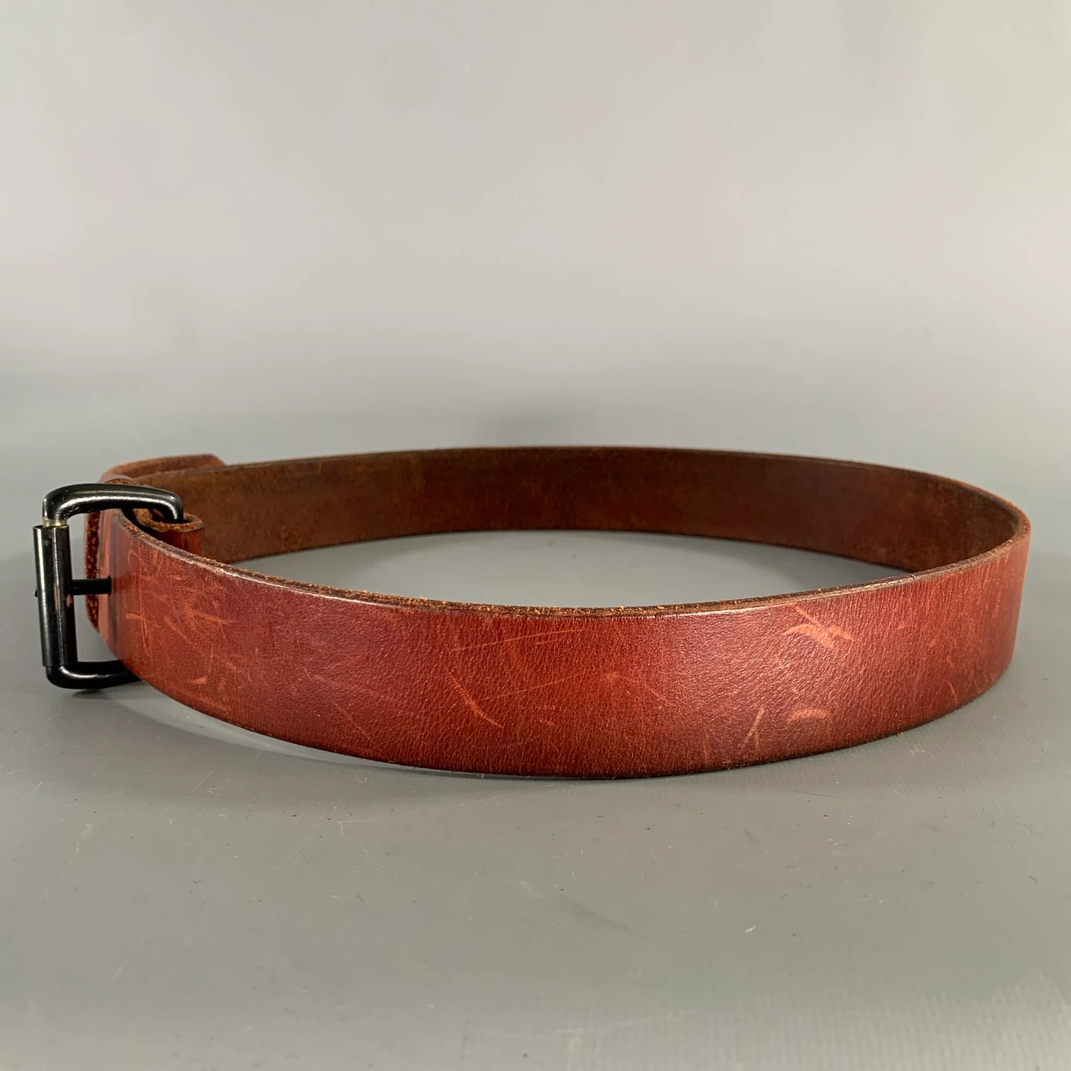 TANNER GOODS Size 34 Burgundy Cognac Leather Belt - Image 4
