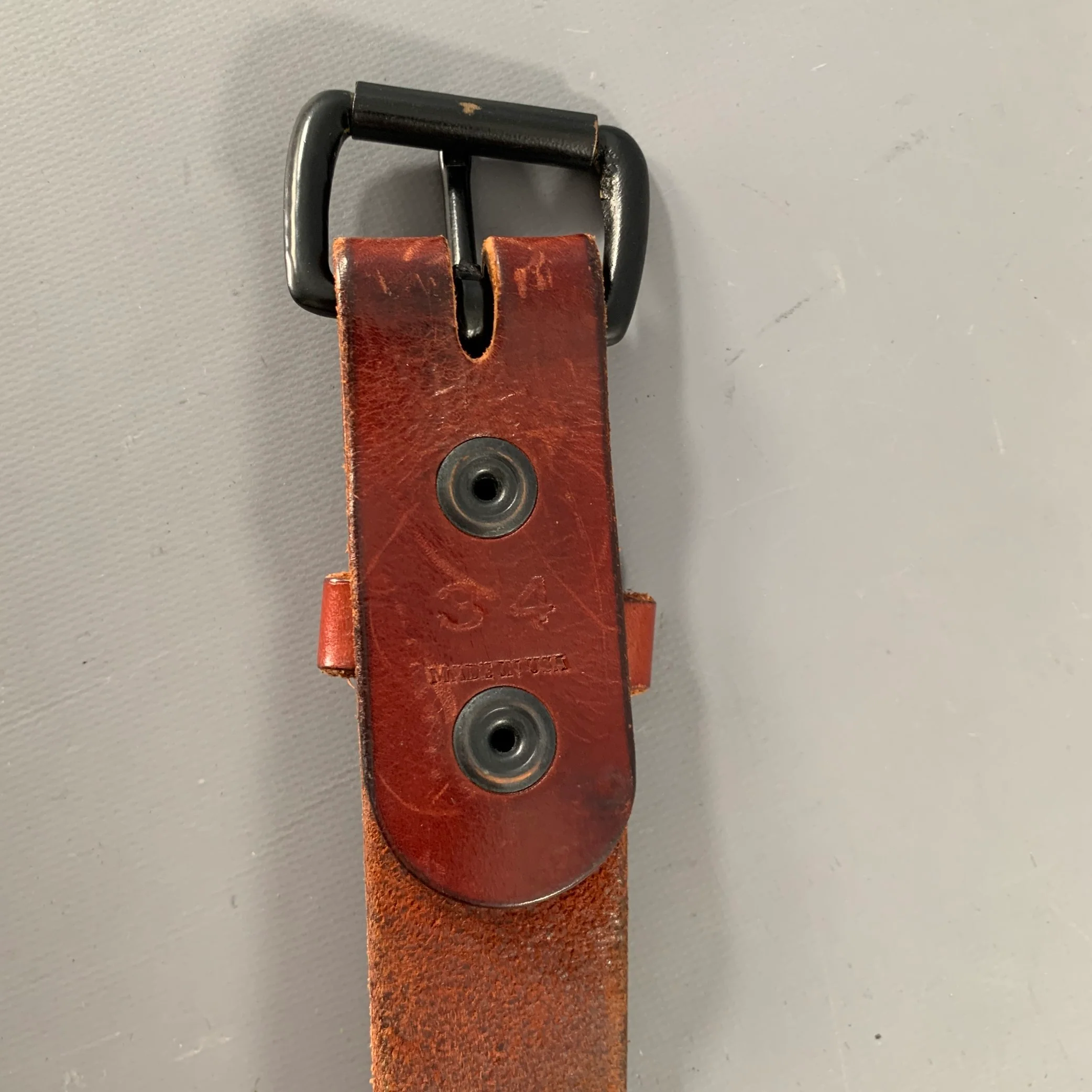 TANNER GOODS Size 34 Burgundy Cognac Leather Belt - Image 5