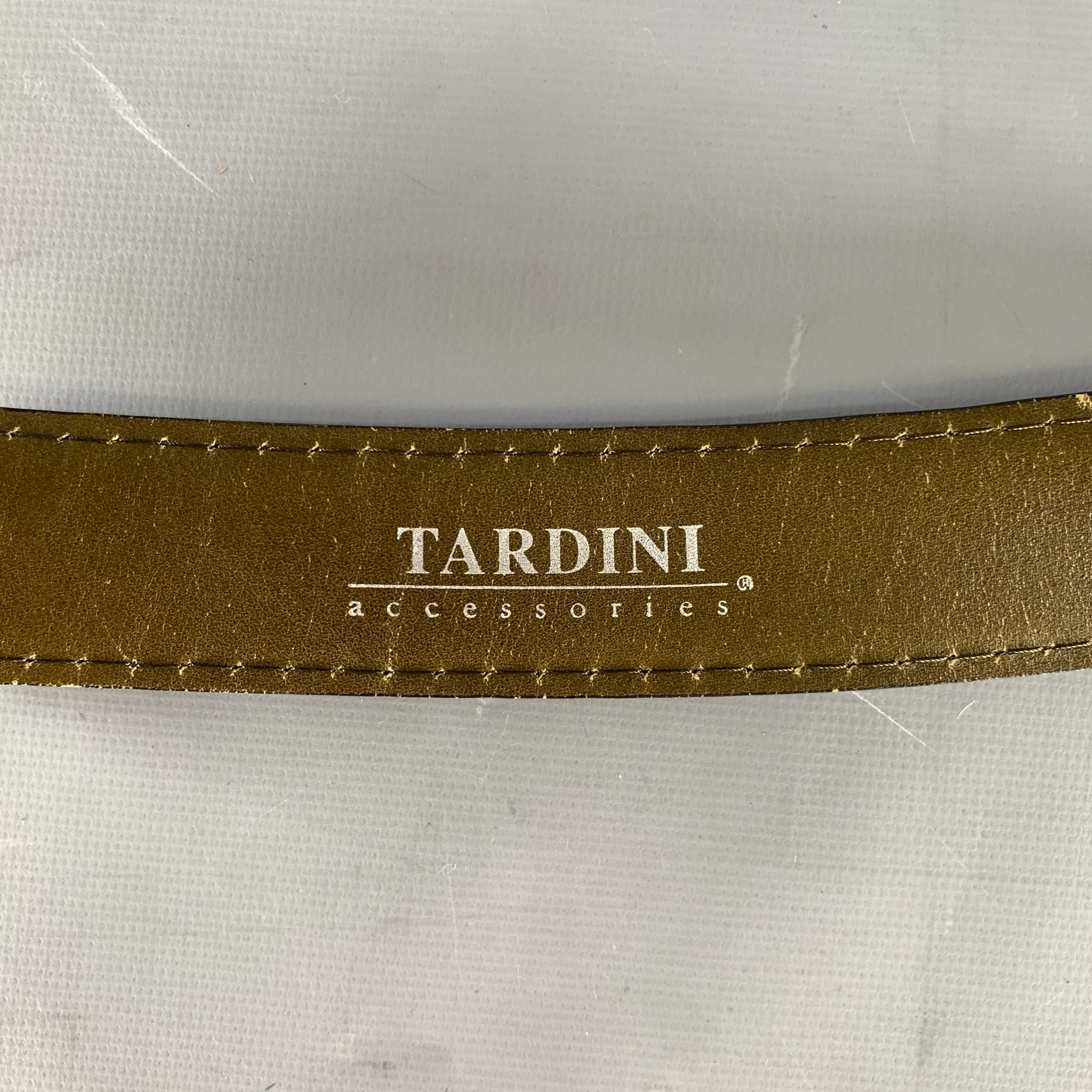 TARDINI Size 38 Black Crackled Leather Belt - Image 5