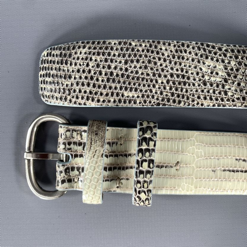 TARDINI Waist Size 28 White Black Lizard Leather Belt - Image 5