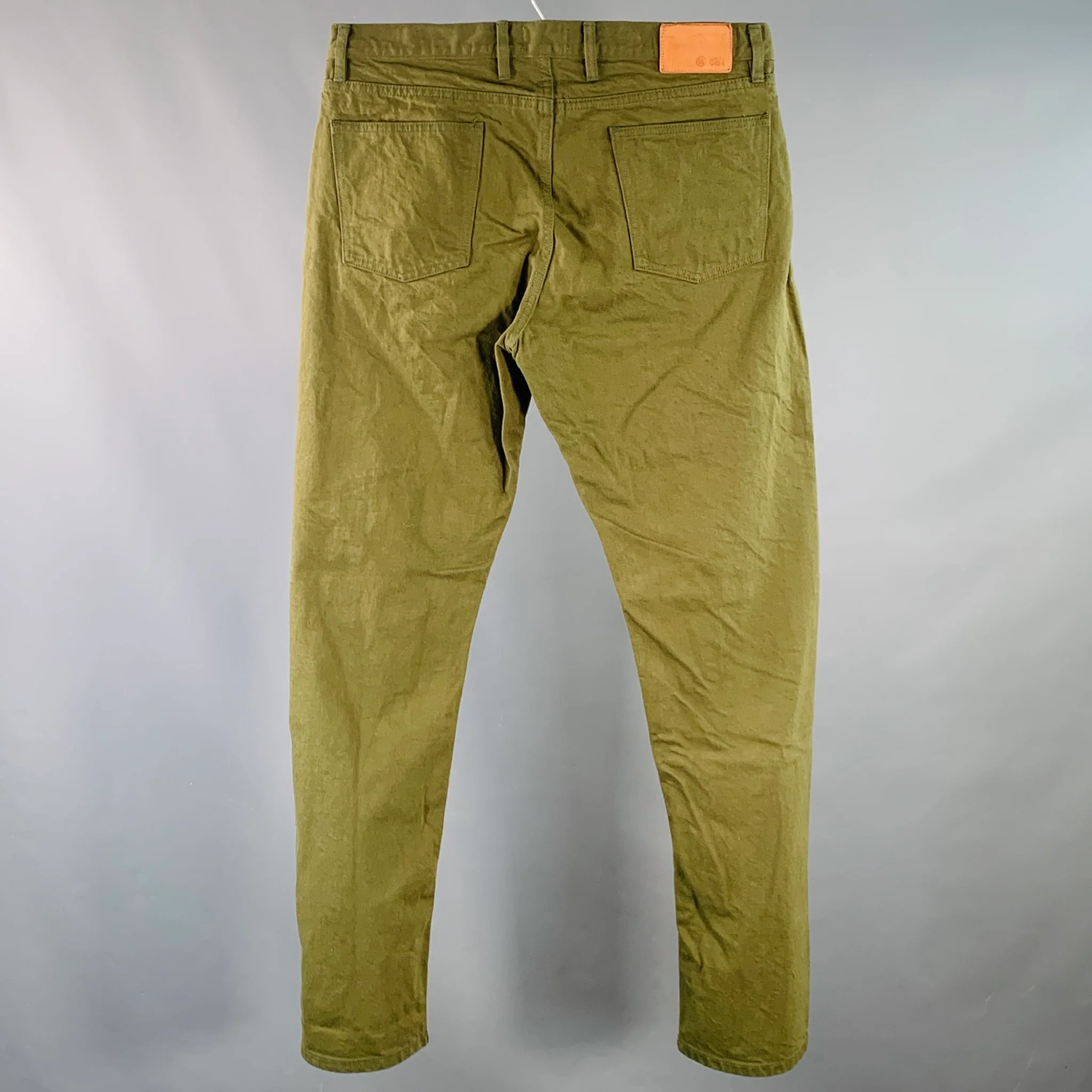 TAYLOR STITCH Size 38 Olive Green Twill Cotton Straight Selvedge Jeans - Image 3