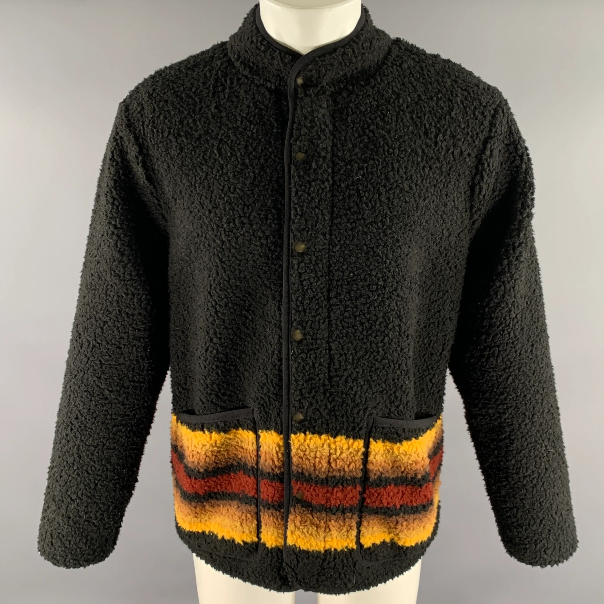 TAYLOR STITCH Size M Black Brown Acrylic Blend Sherpa Jacket