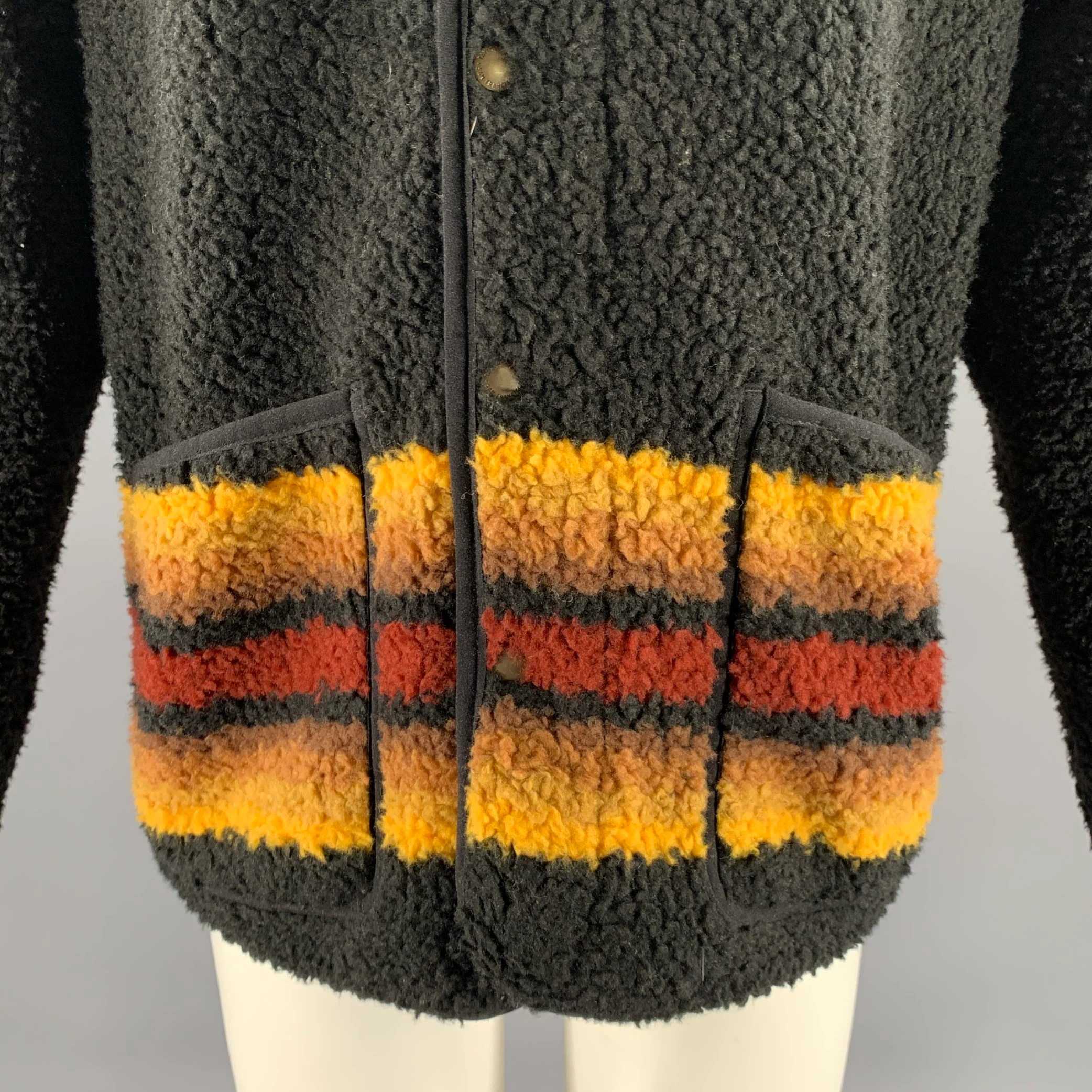 TAYLOR STITCH Size M Black Brown Acrylic Blend Sherpa Jacket - Image 2
