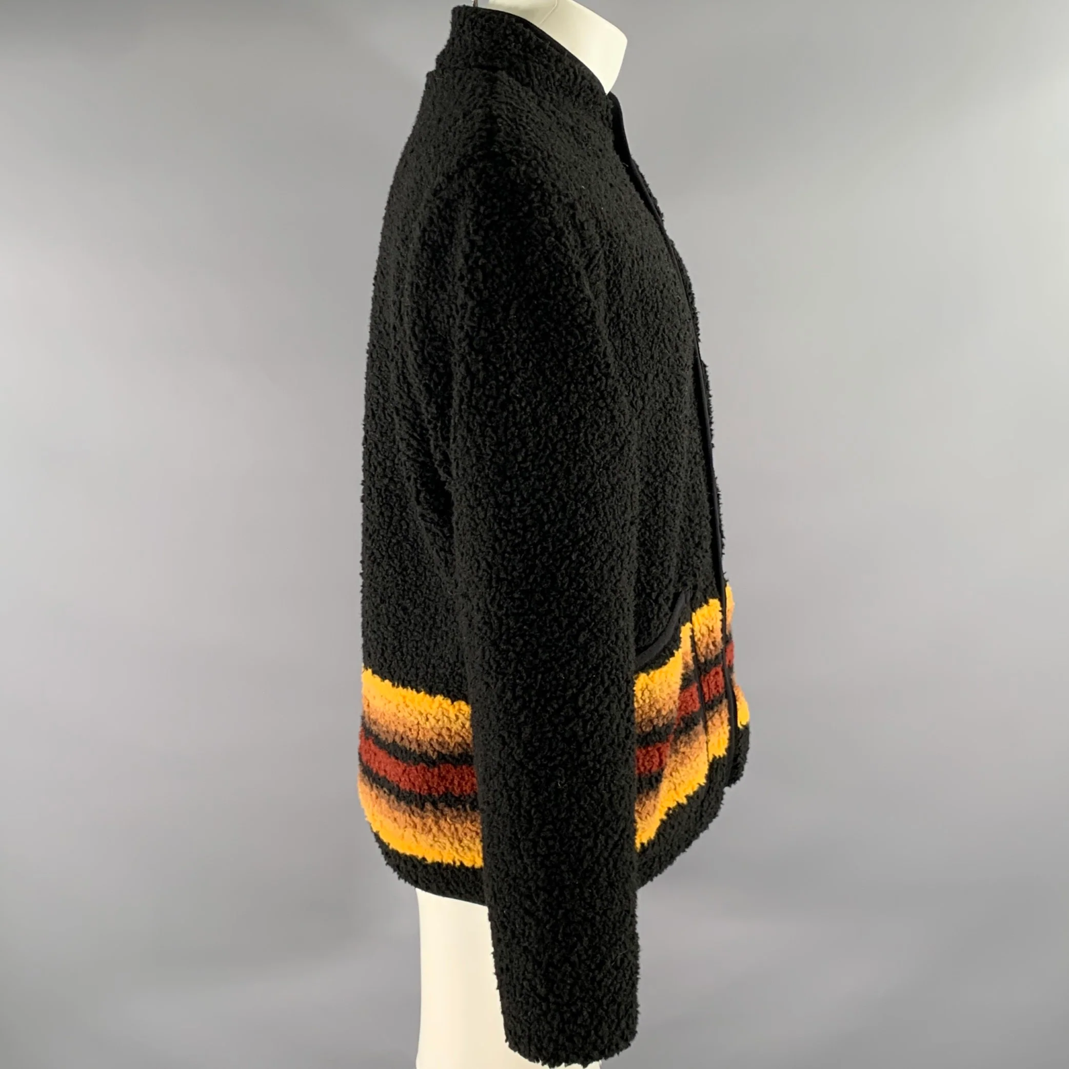 TAYLOR STITCH Size M Black Brown Acrylic Blend Sherpa Jacket - Image 3