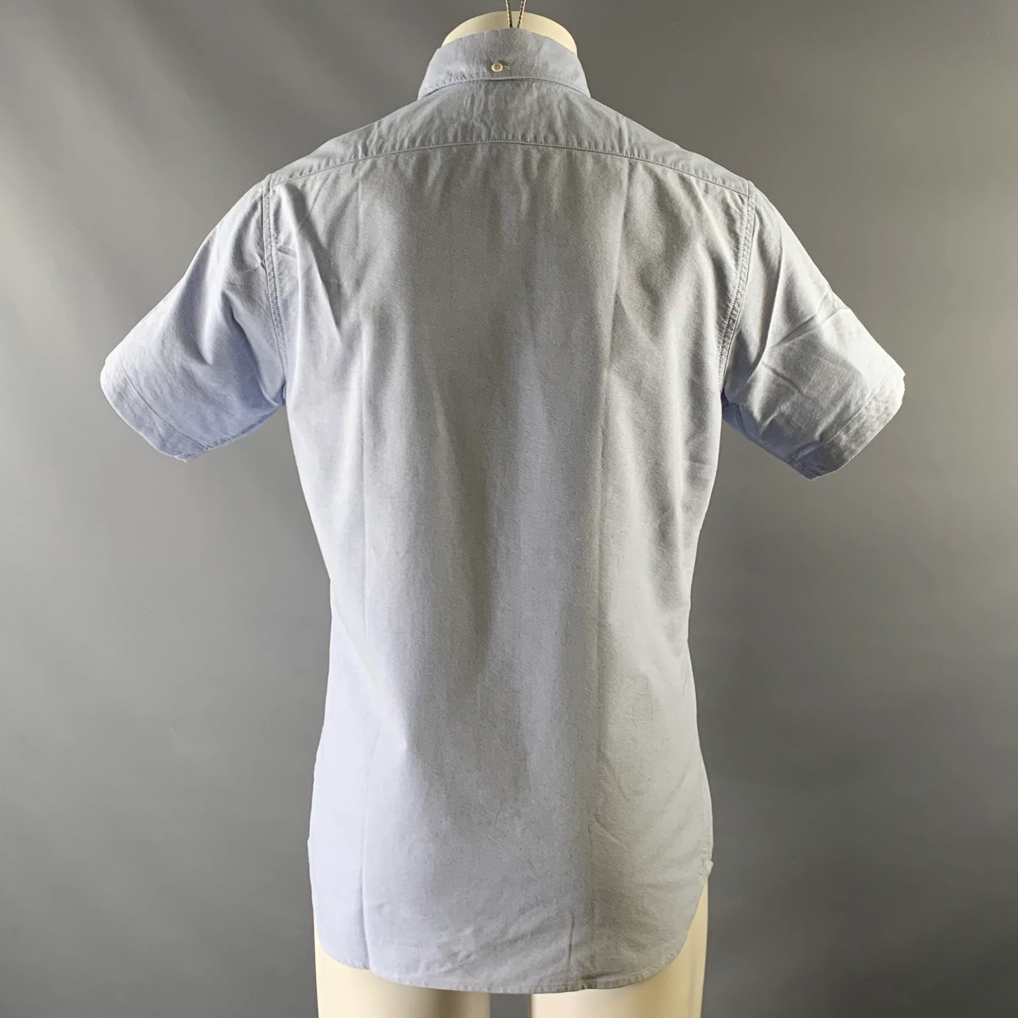 TAYLOR STITCH Size S Blue Heather Cotton Button Down Short Sleeve Shirt - Image 3