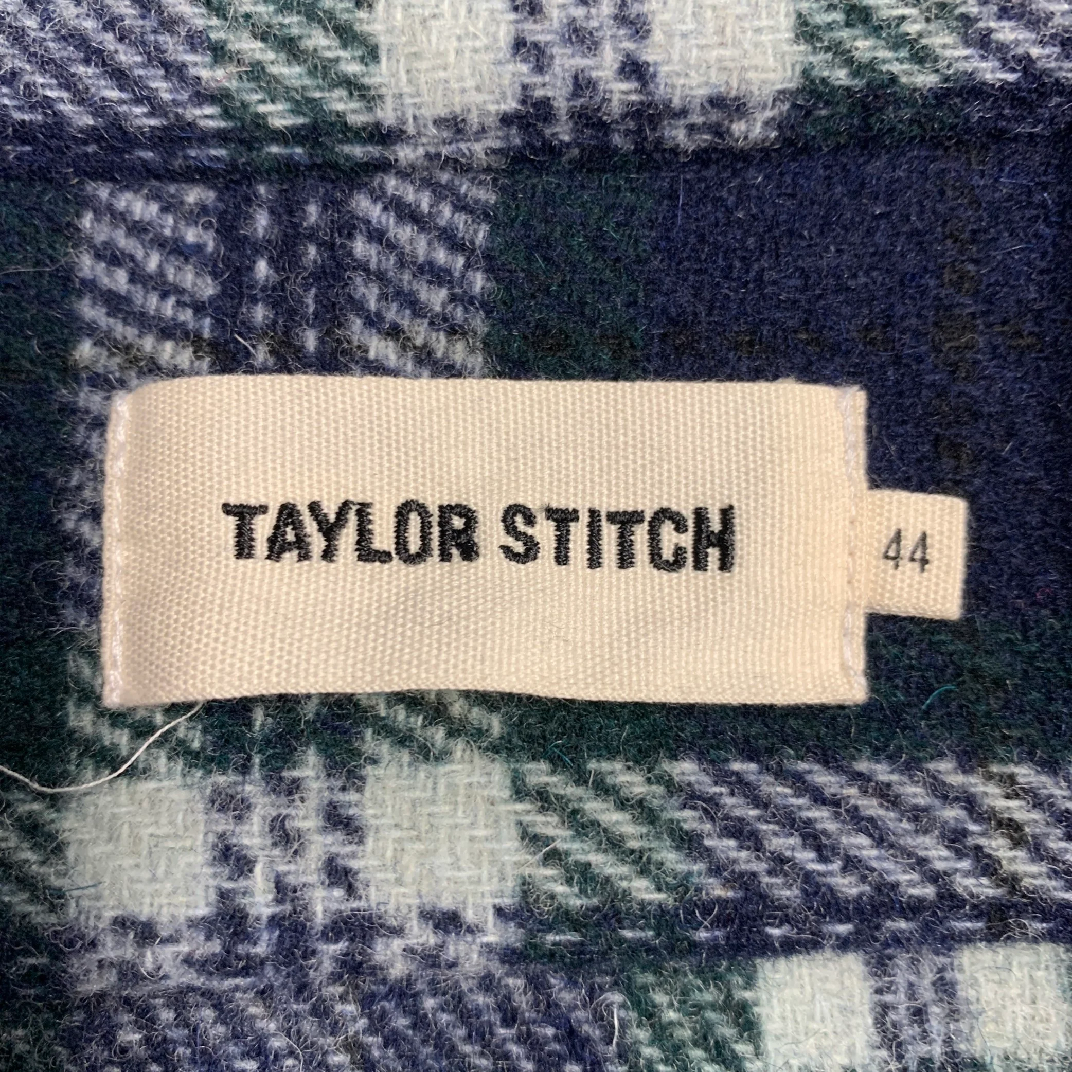 TAYLOR STITCH Size XL Navy Green White Plaid Wool Blend Long Sleeve Shirt Jacket - Image 4