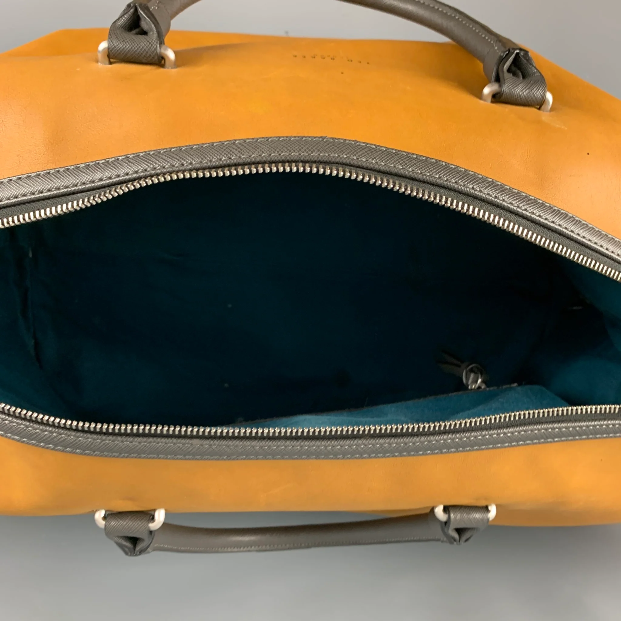 TED BAKER Beige Taupe Color Block Leather Overnight Bags - Image 6