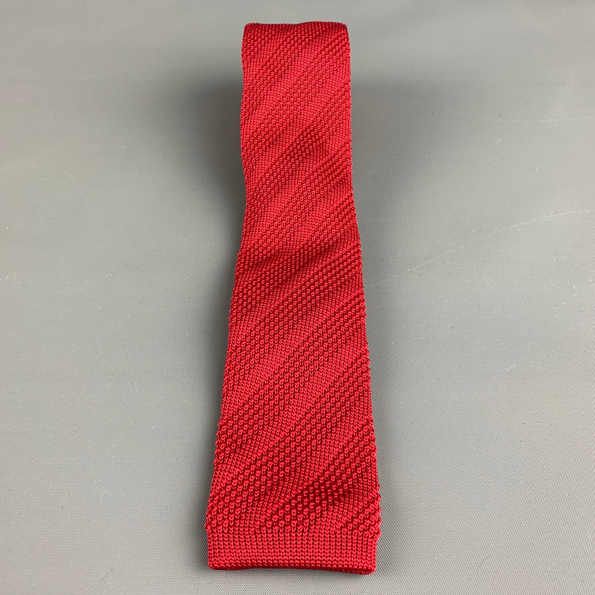 TED BAKER Red Knitted Polyester Tie - Image 2