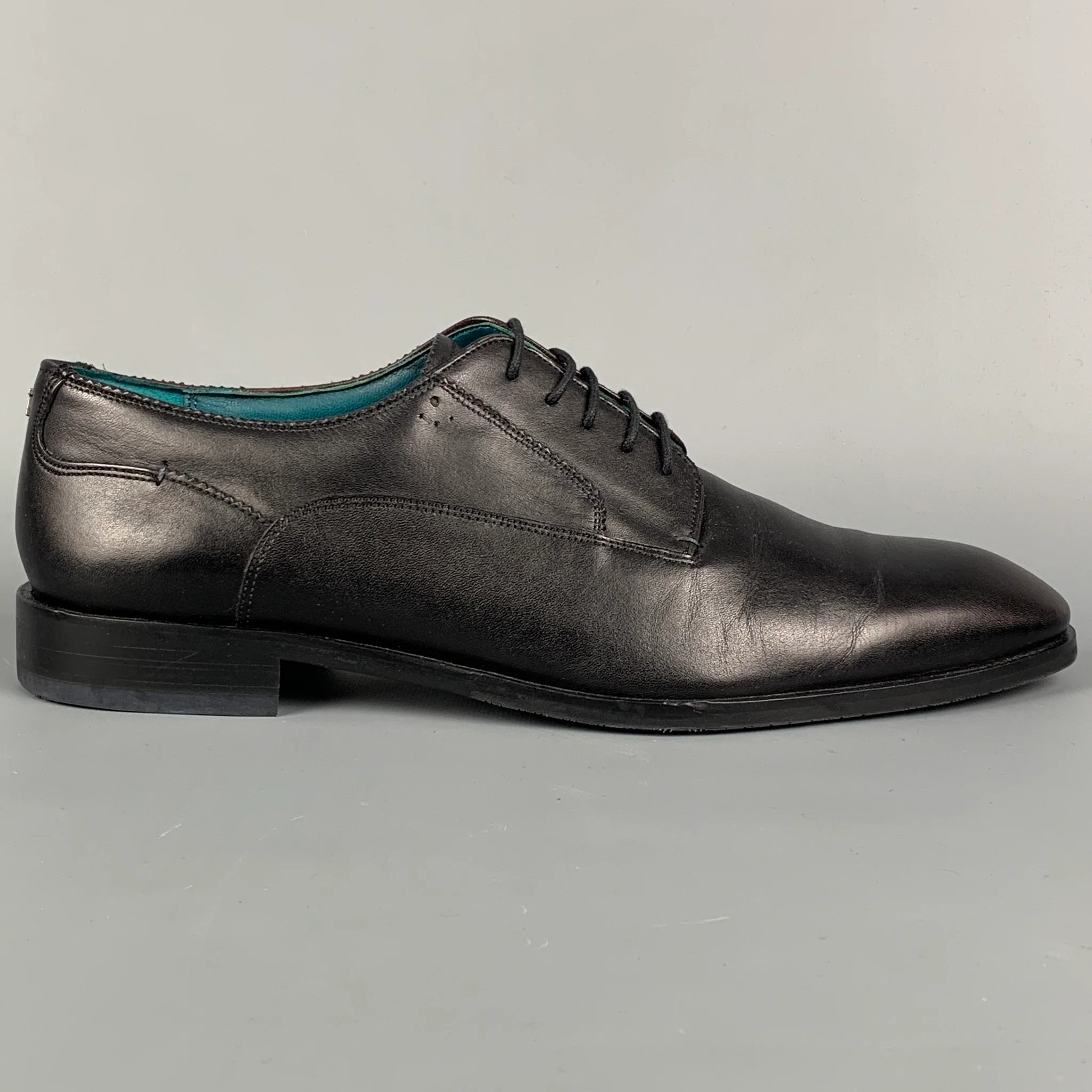TED BAKER Size 12 Black Leather Derby Lace-Up Shoes - Image 2