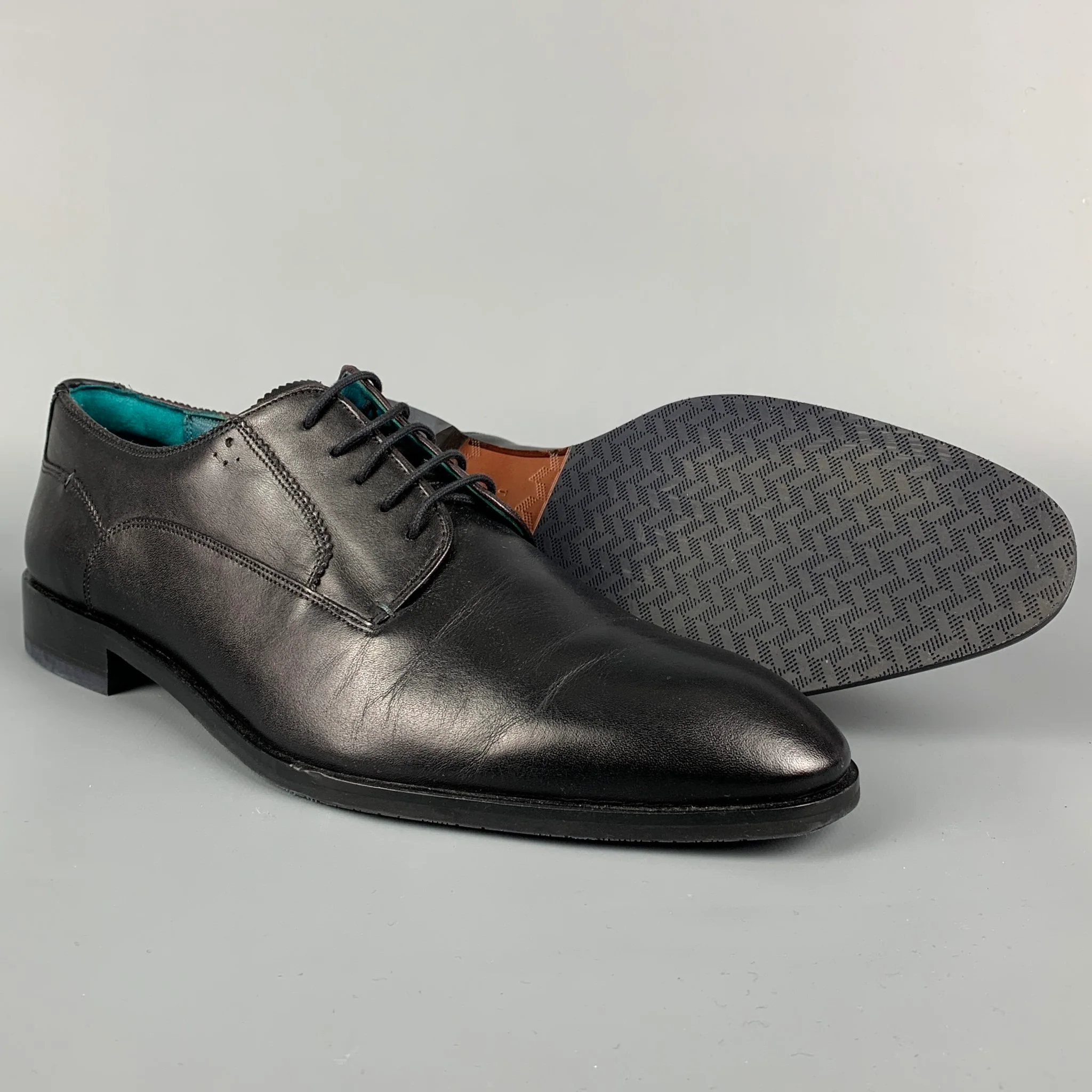 TED BAKER Size 12 Black Leather Derby Lace-Up Shoes - Image 5