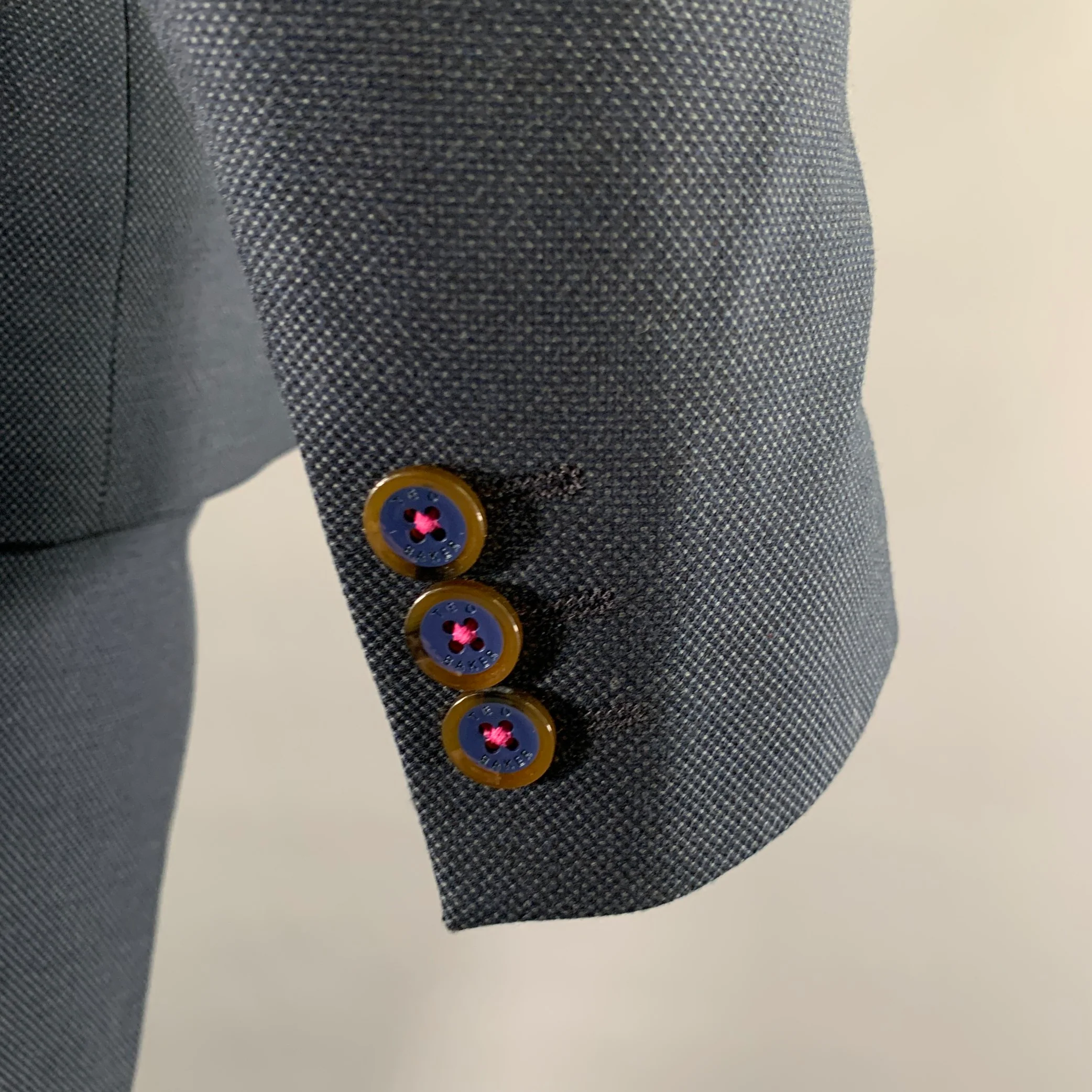 TED BAKER Size 36 Navy Pink Contrast Stitch Polyester Blend Suit - Image 4