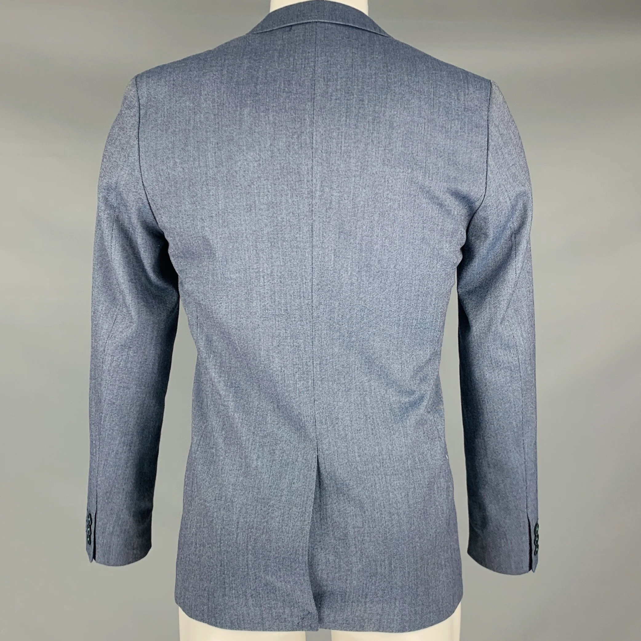 TED BAKER Size 38 Blue Polyester Blend Notch Lapel Sport Coat - Image 3