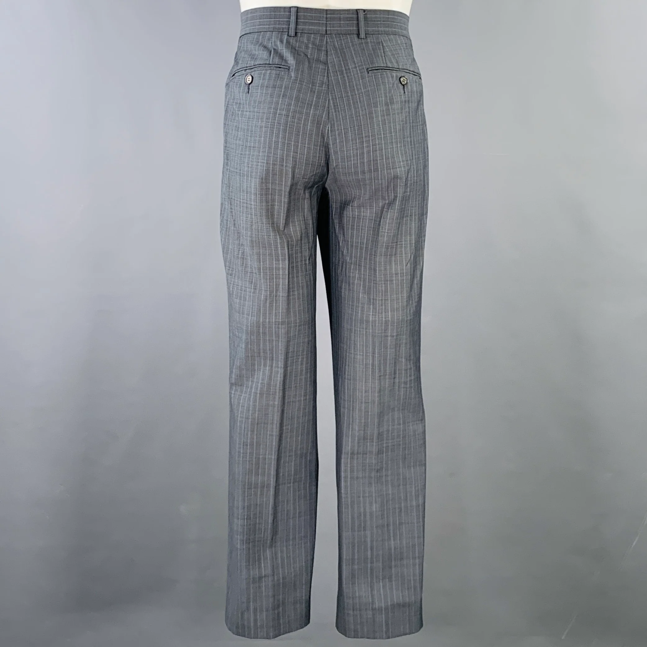 TED BAKER Size 40 Grey Blue Pinstripe Wool Mohair Notch Lapel Suit - Image 5